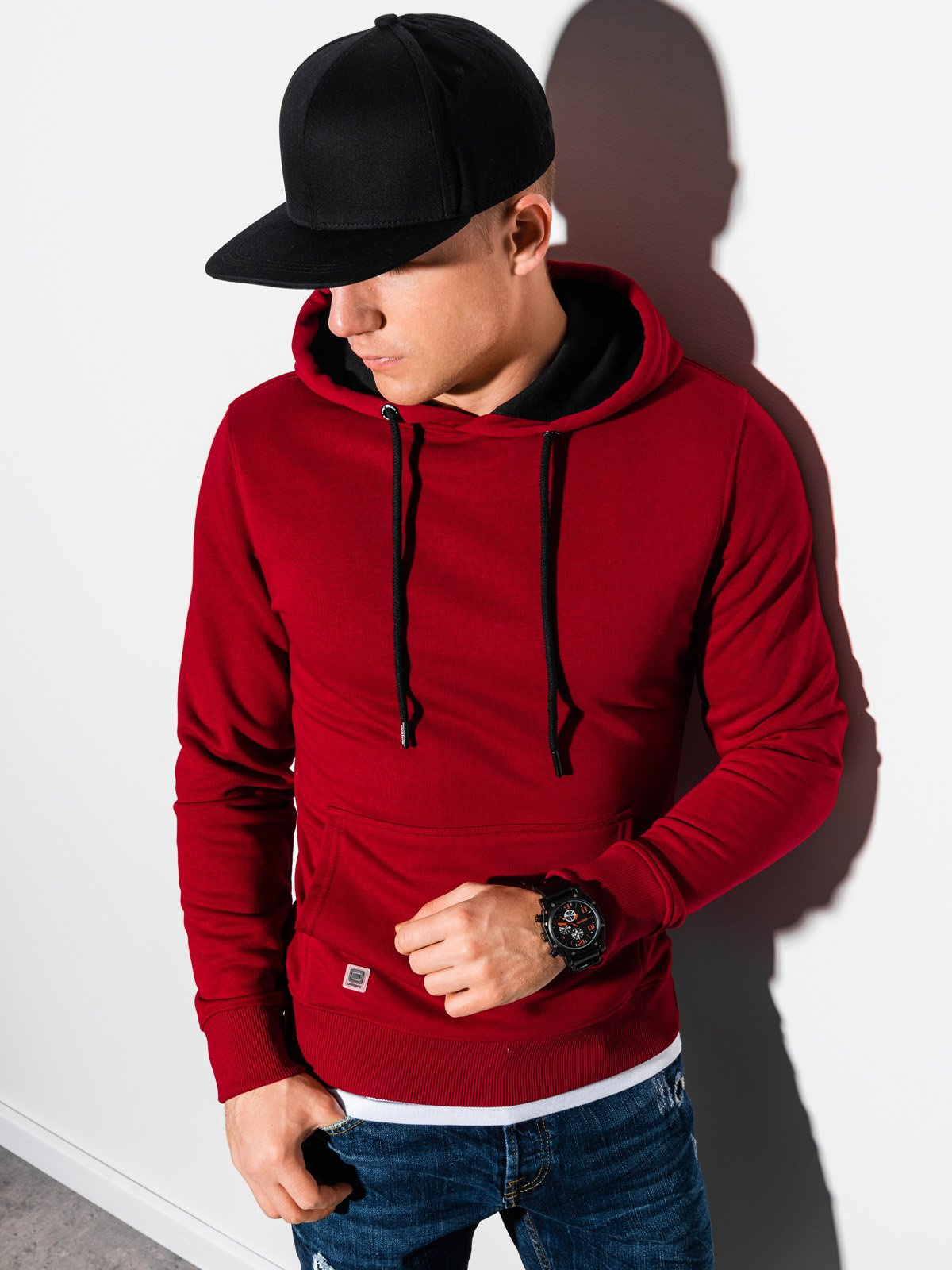 Men's hooded sweatshirt dark red B1224 MODONE wholesale Clothing
