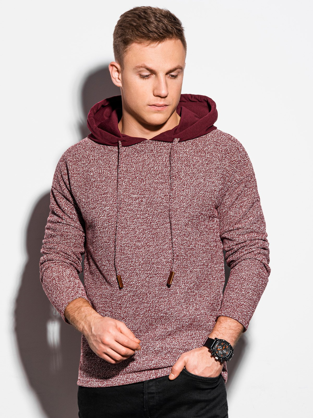 Men's hooded sweatshirt red B1185 MODONE wholesale Clothing For Men