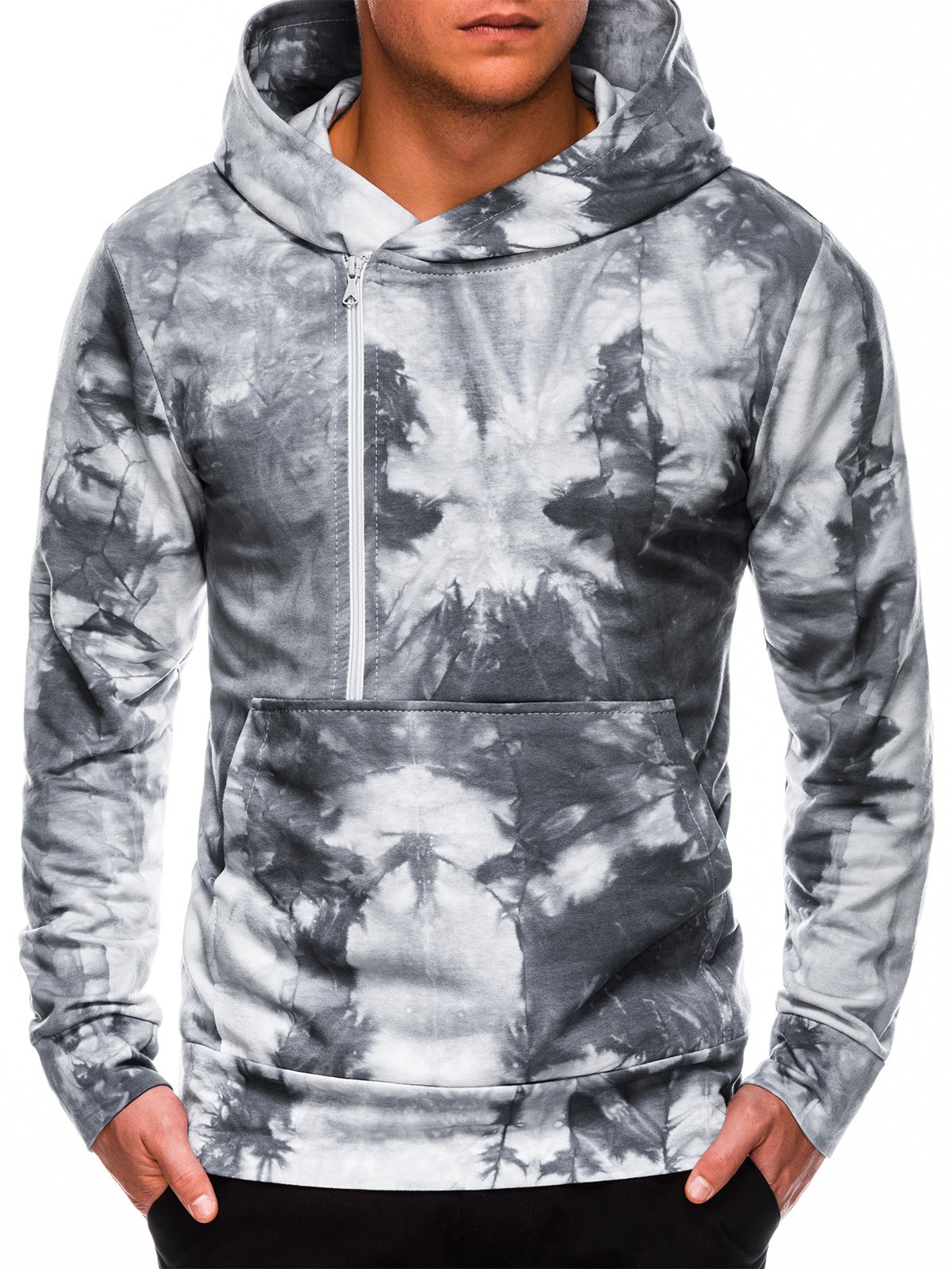 Men's hoodie B1008 - grey batik | MODONE wholesale - Clothing For Men