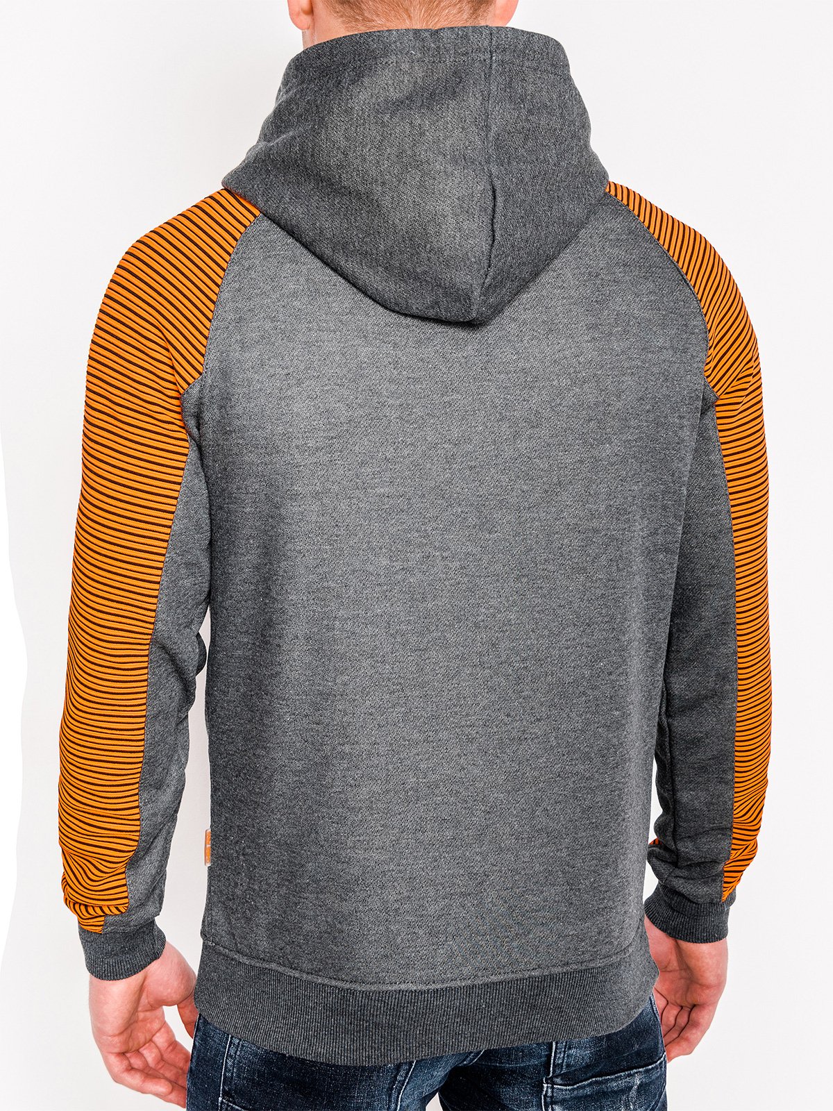 Men's hoodie B821 - dark grey/orange | MODONE wholesale - Clothing For Men