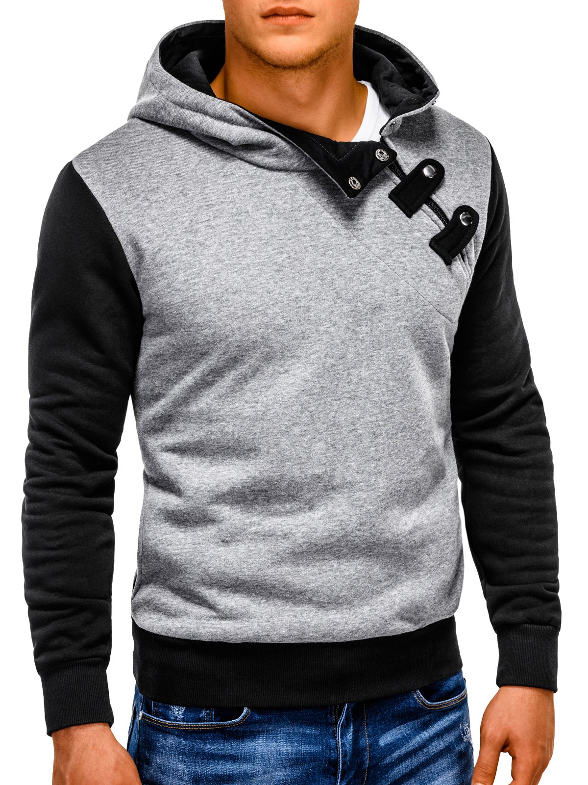 Men's hoodie PACO - dark grey/black | MODONE wholesale - Clothing For Men