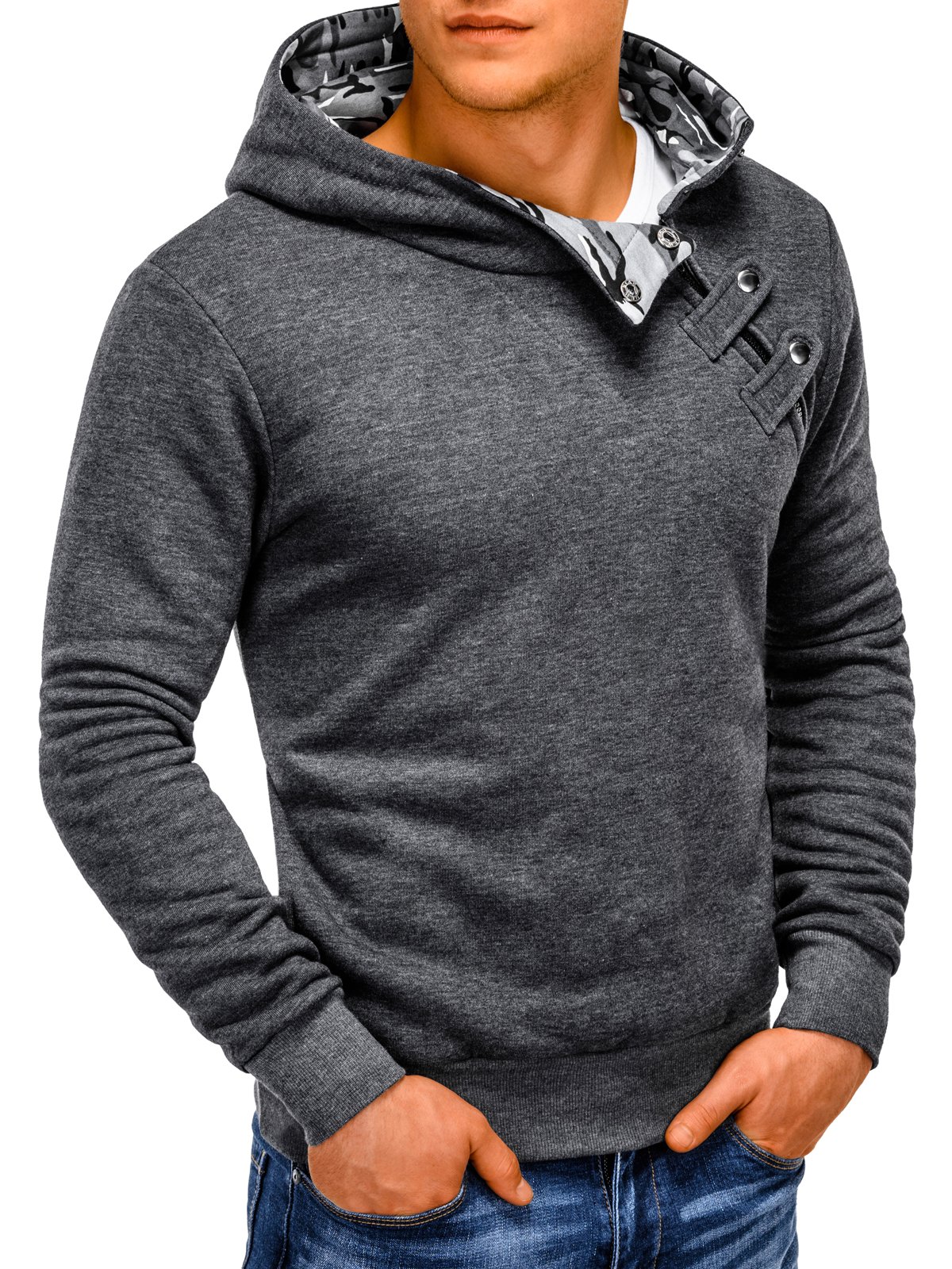 Men's hoodie PACO - dark grey/camo | MODONE wholesale - Clothing For Men