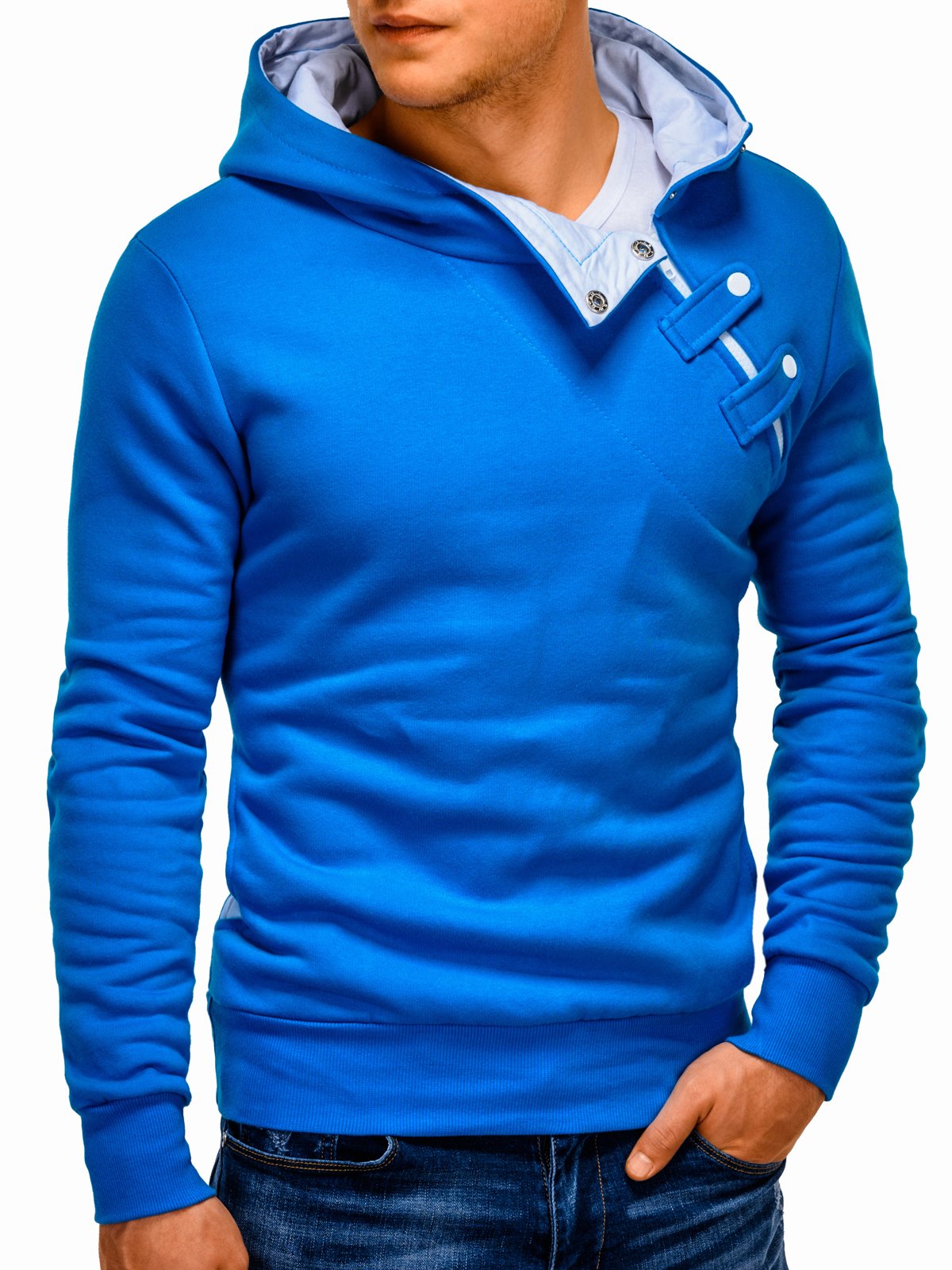 Men's hoodie PACO - turquoise/white | MODONE wholesale - Clothing For Men