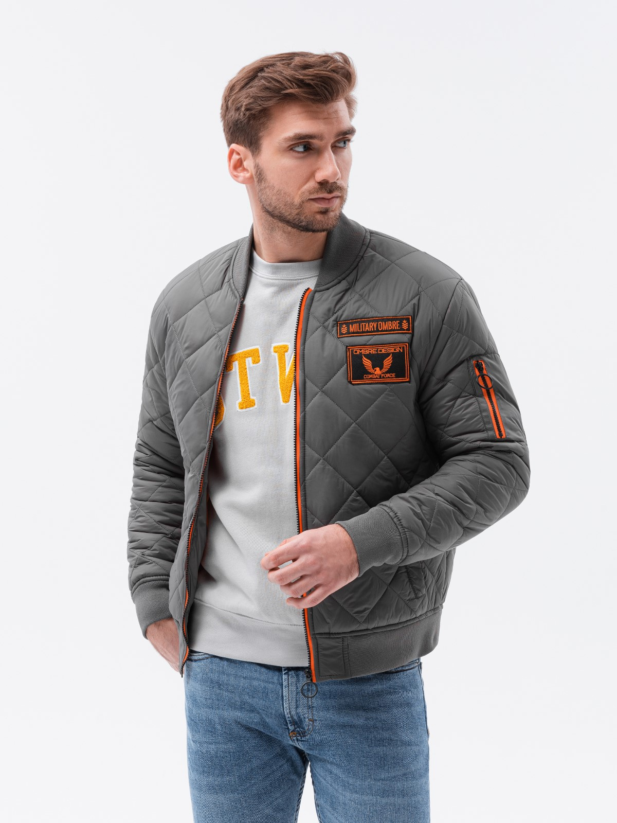 dark grey bomber jacket mens