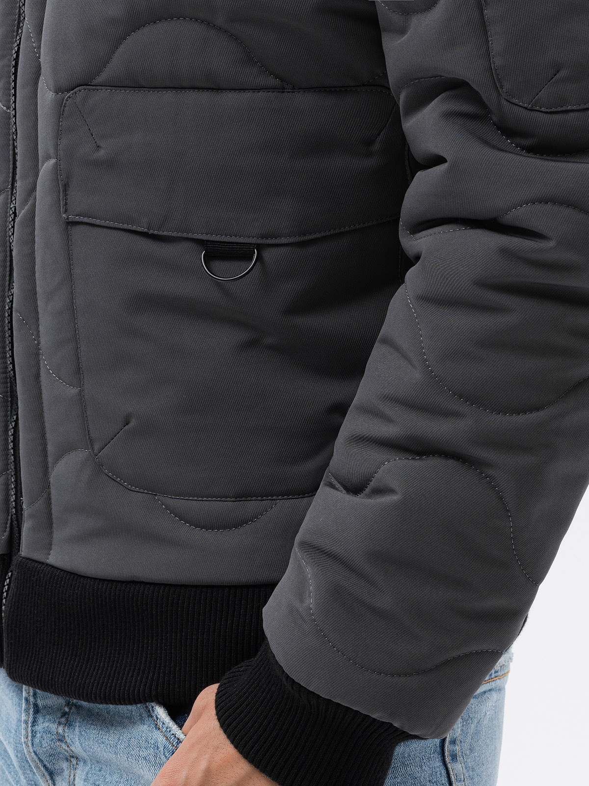 Men's insulated bomber jacket dark grey C515 MODONE wholesale