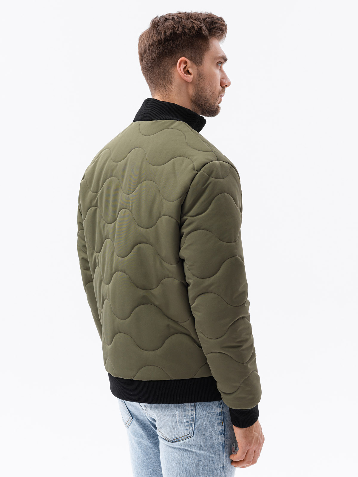 Men olive sales bomber jacket