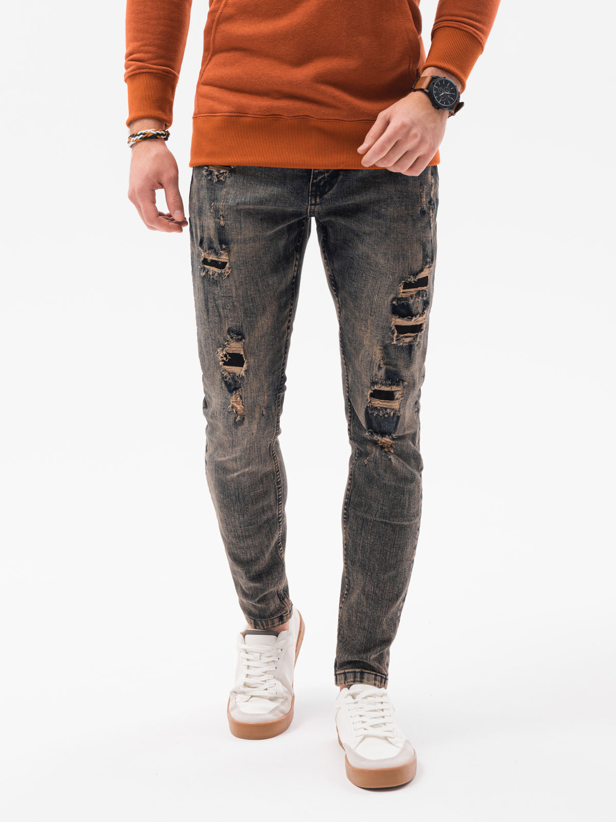 Men's jeans brown P1025 MODONE wholesale Clothing For Men