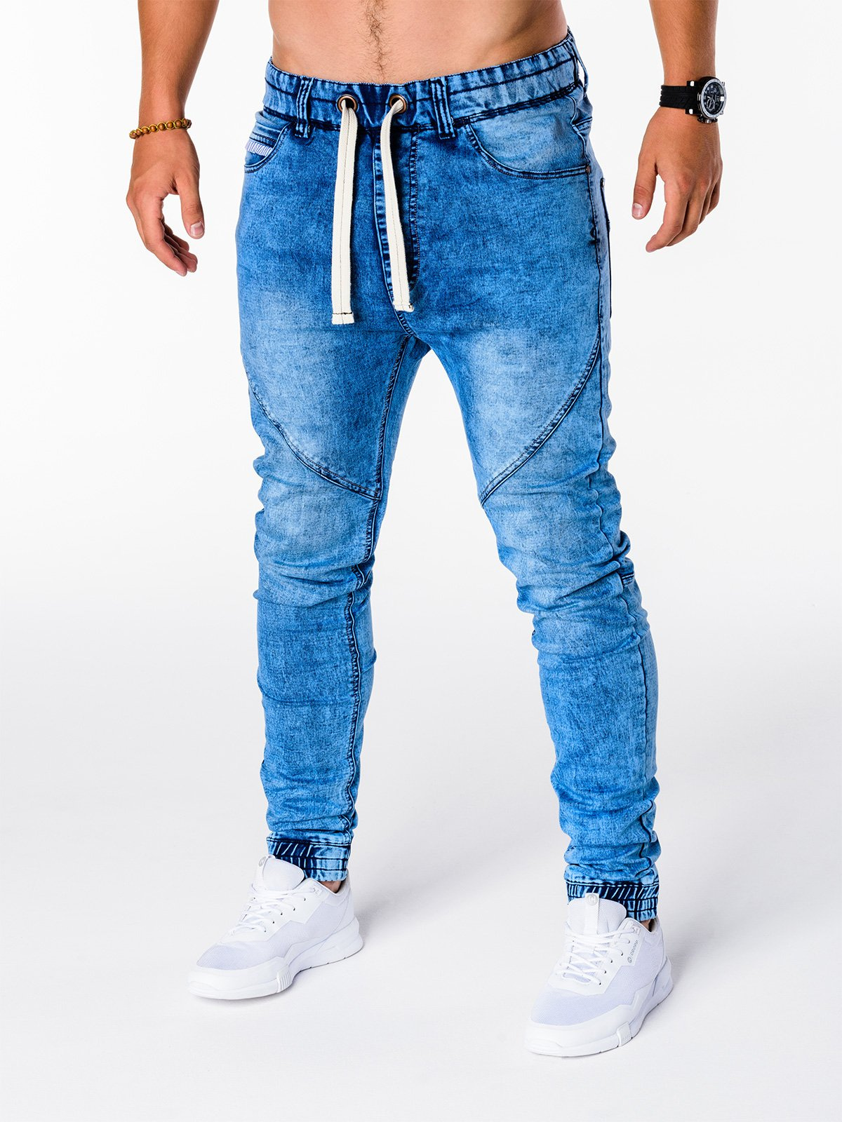 light blue denim joggers mens