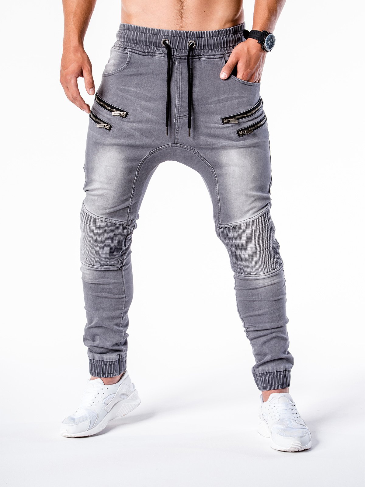 Men's jeans joggers P405 - grey | MODONE wholesale - Clothing For Men