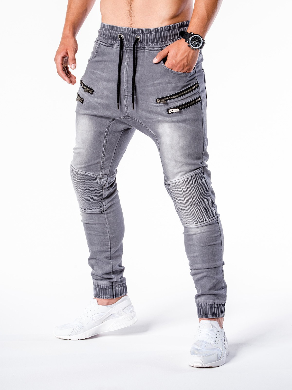 Men's jeans joggers P405 - grey | MODONE wholesale - Clothing For Men