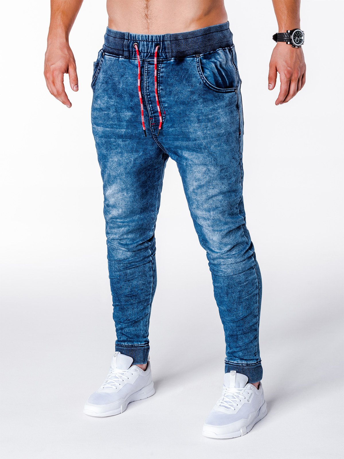 Men's jeans joggers P650 - blue | MODONE wholesale - Clothing For Men