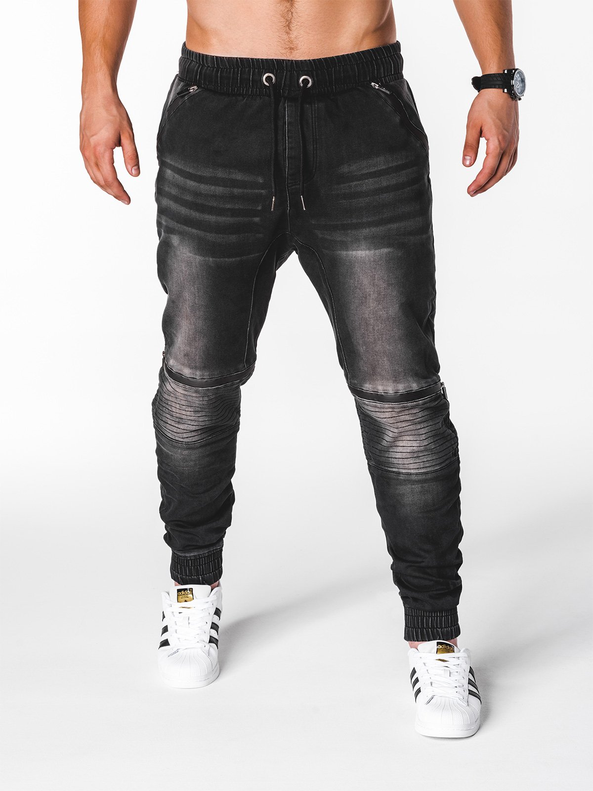 Men's jeans joggers P651 - black | MODONE wholesale - Clothing For Men