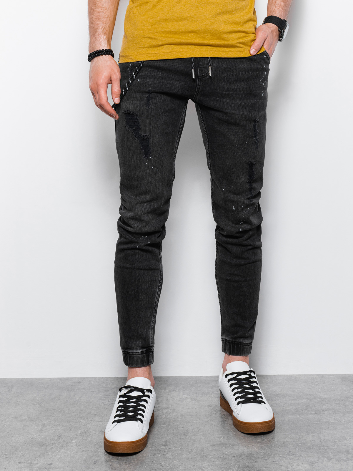 denim joggers black