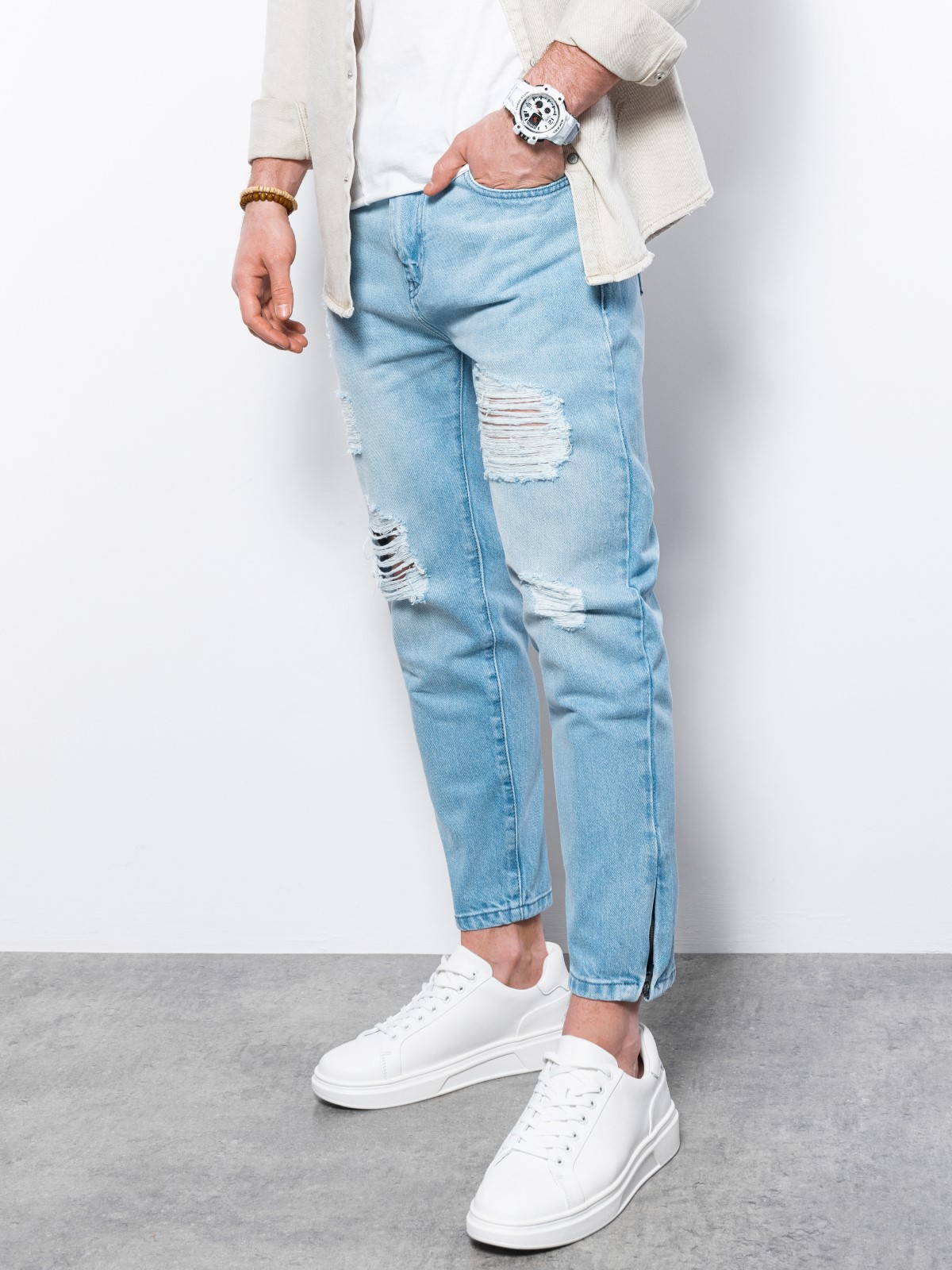 Men's jeans - light indigo P1028  MODONE wholesale - Clothing For Men