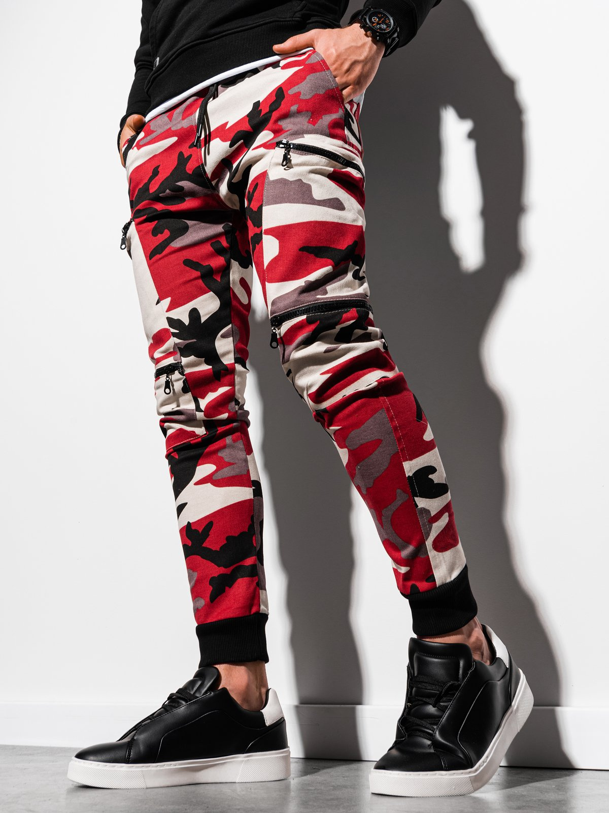 red camo trousers mens