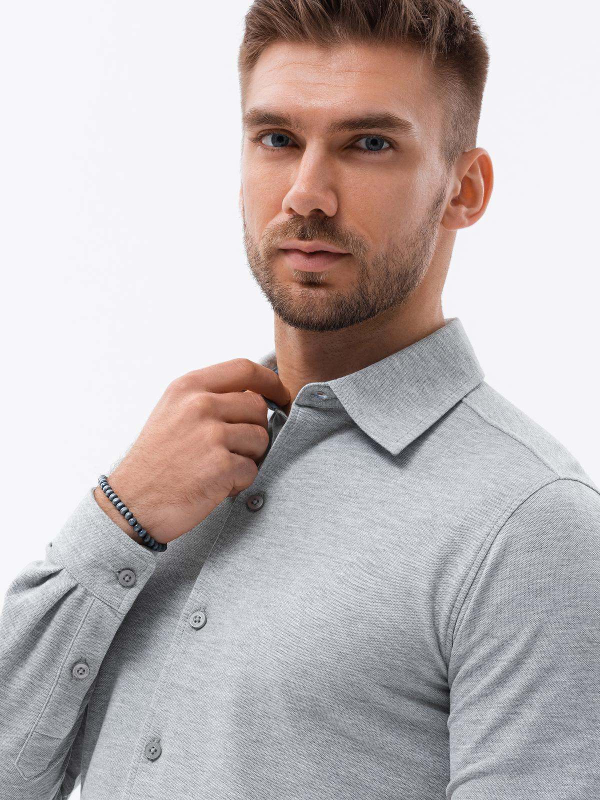 Men's long sleeve knit shirt gray V5 K540 MODONE wholesale