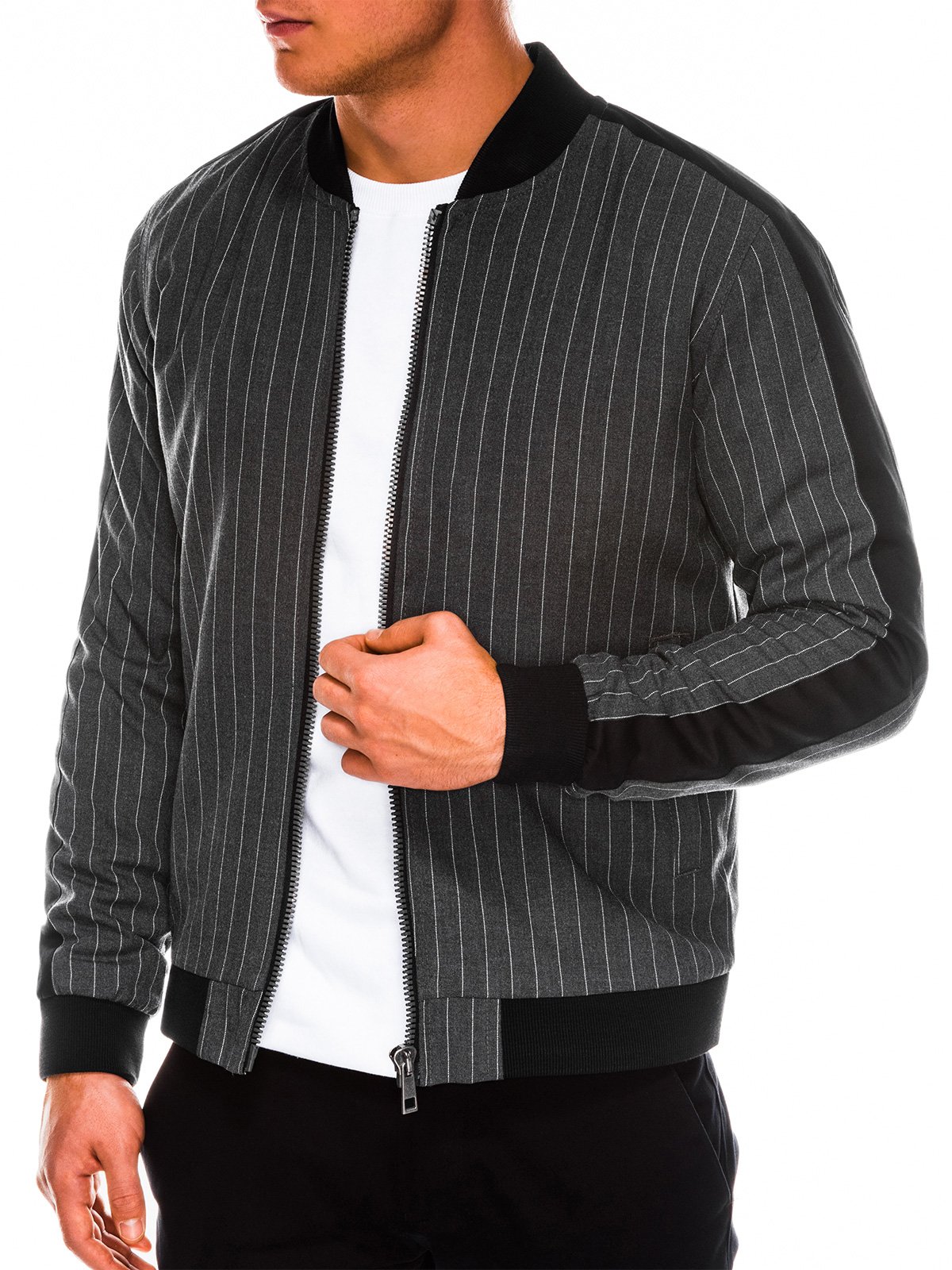 Men's mid- season bomber jacket C423 - dark grey | MODONE wholesale ...