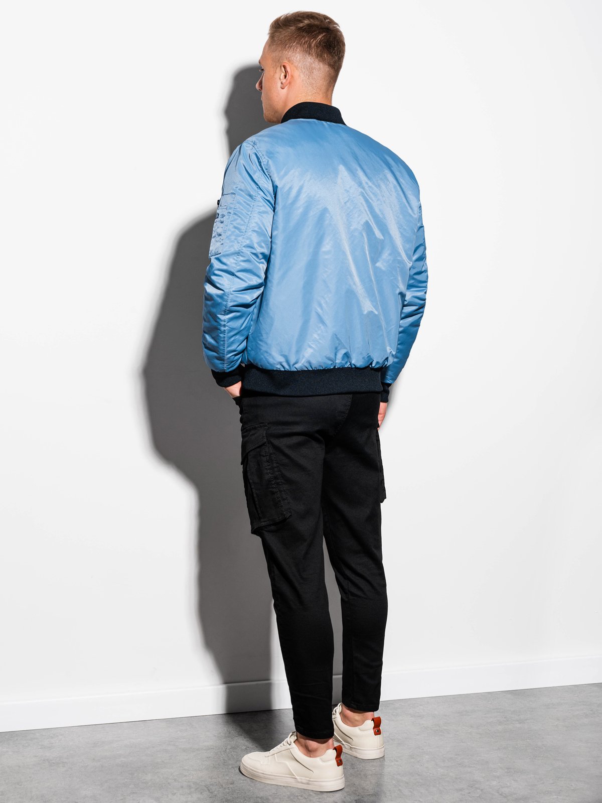 Men's mid-season bomber jacket - light blue C351
