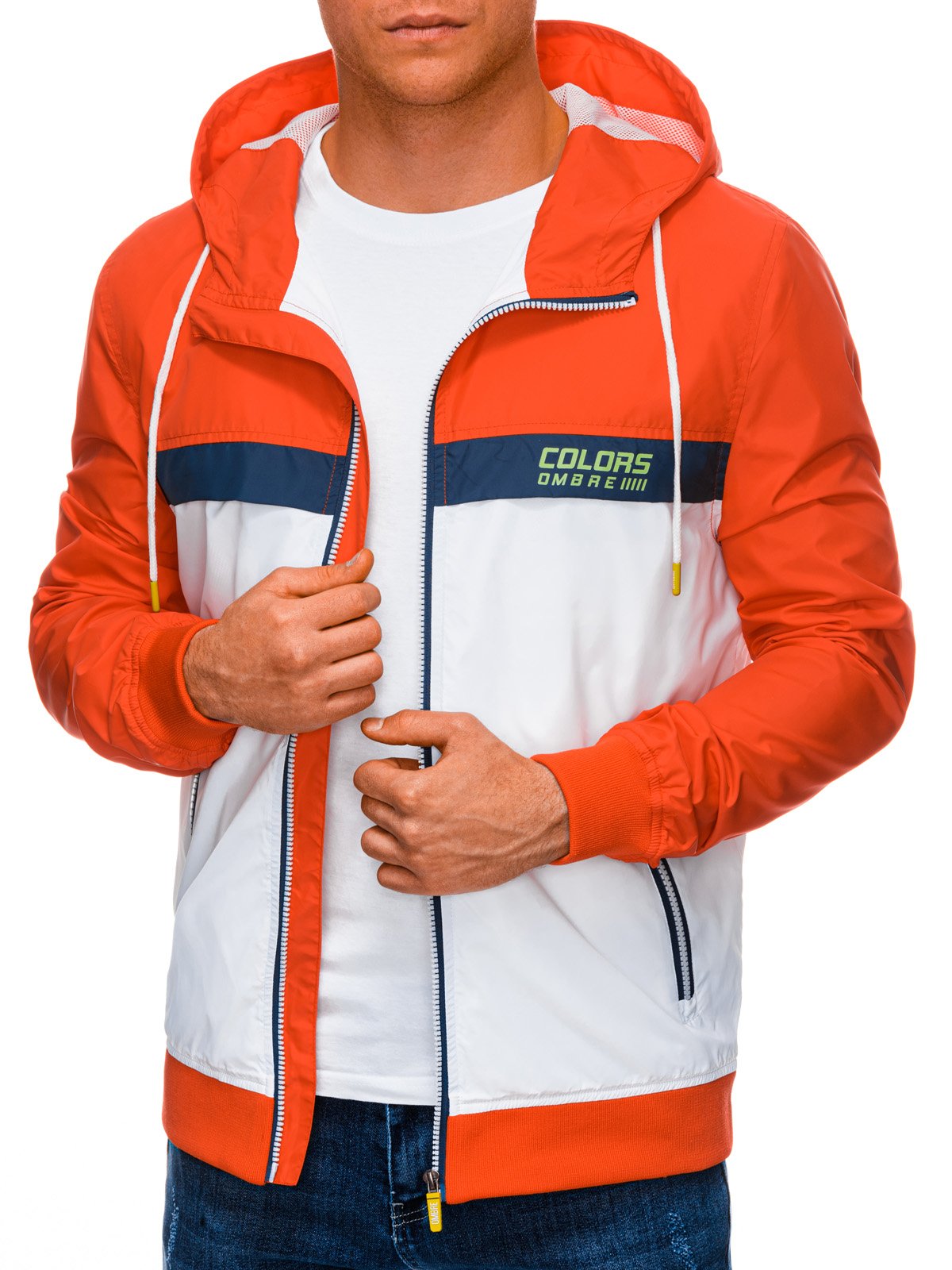 Men's mid-season jacket - white/orange C438