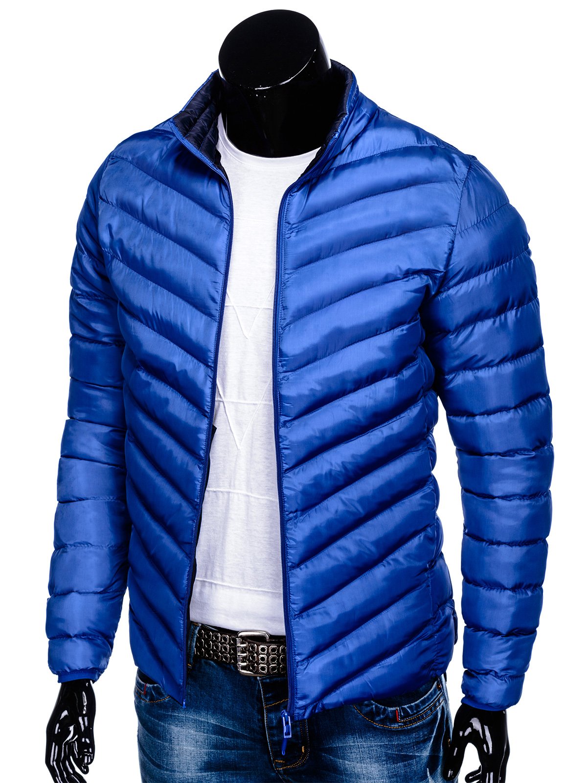 Men's mid-season quilted jacket C344 - blue | MODONE wholesale ...