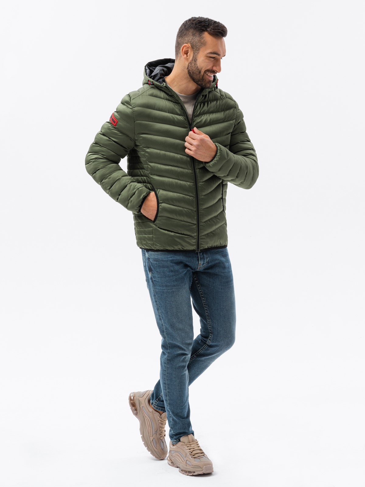 Khaki quilted jacket mens Clearance