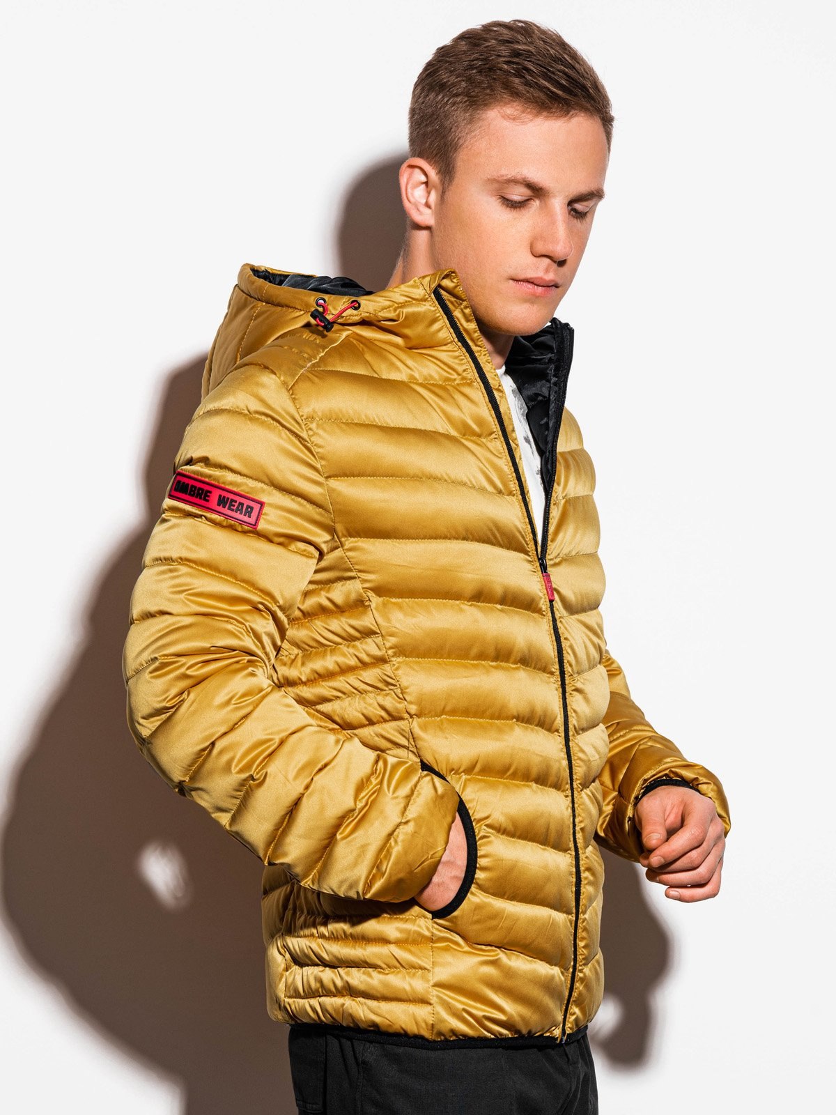 Men's midseason quilted jacket yellow C368 MODONE wholesale