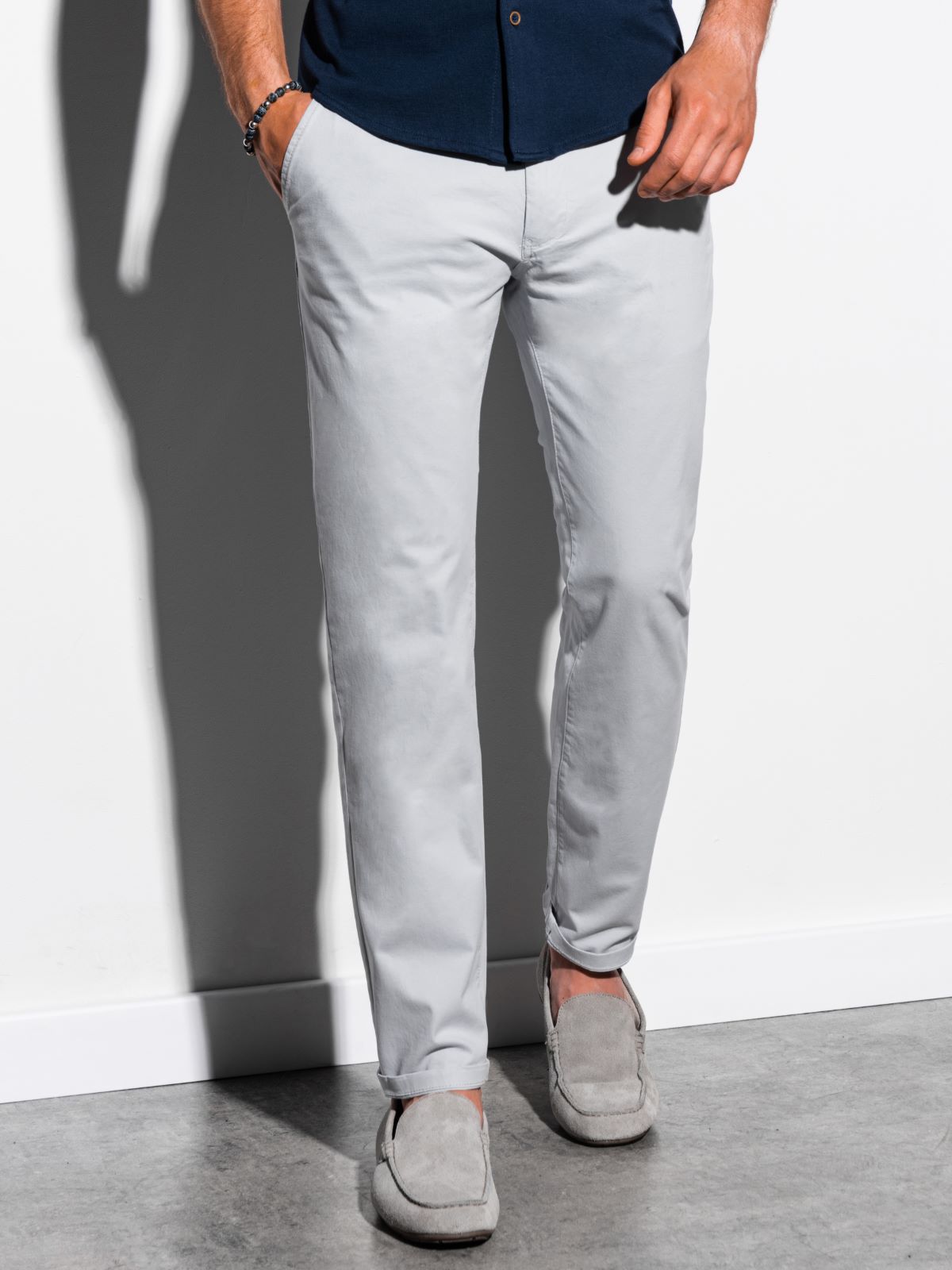 Men's pants chinos P894 - light grey 