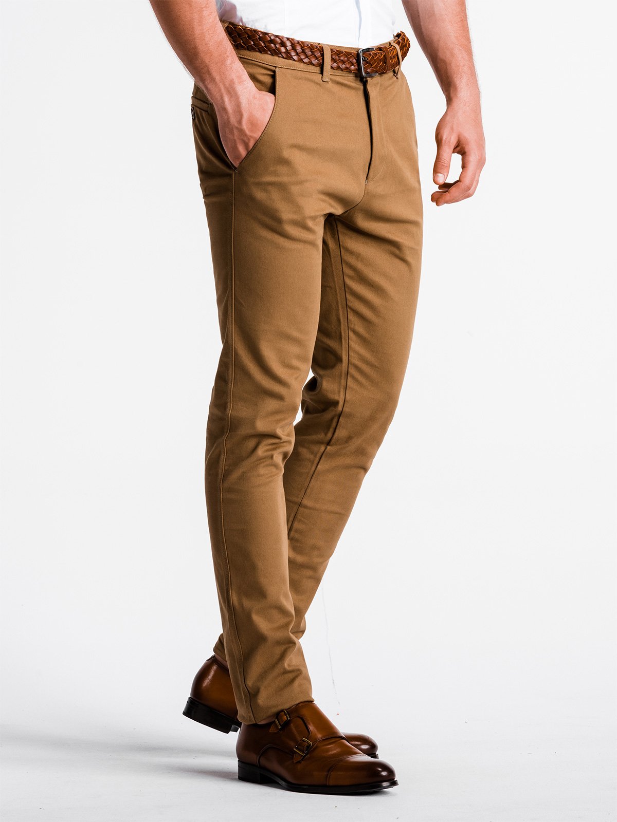 Buy AZOV WStallion Mens Slim Fit Dark Camel Color Trouser at Amazonin