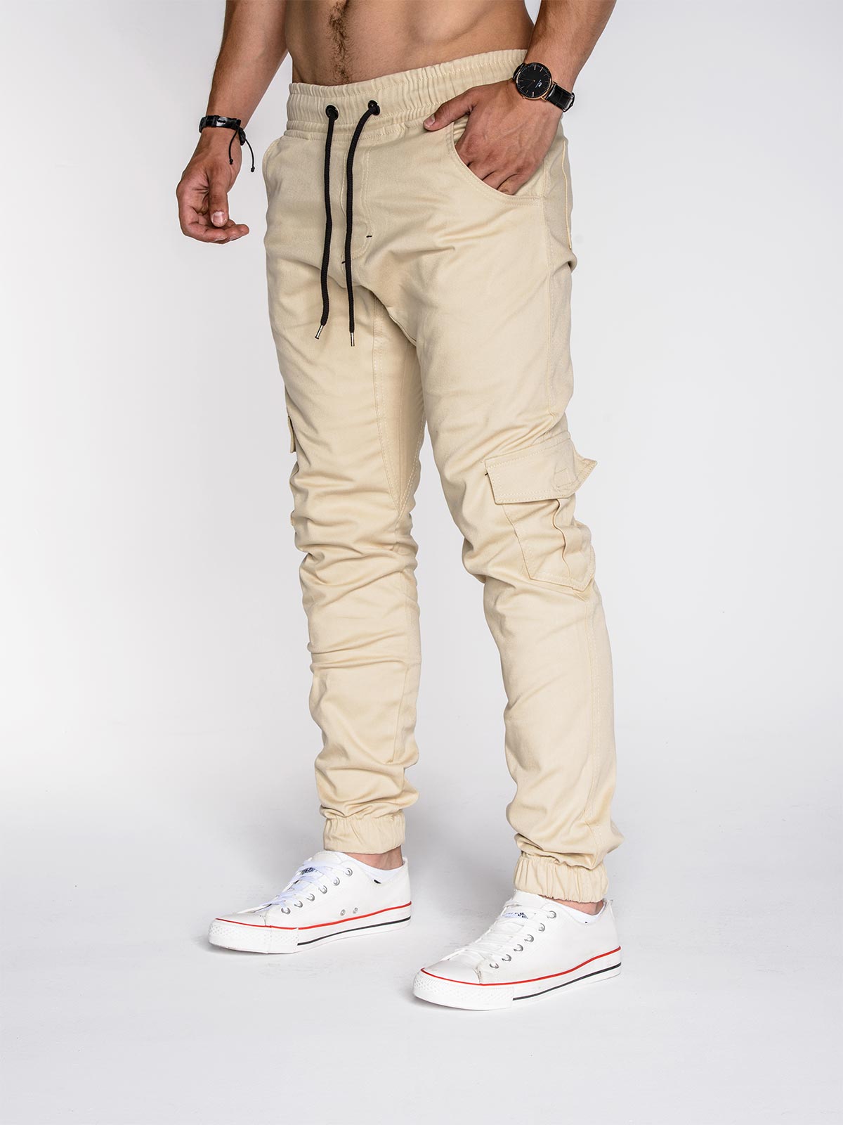 Men's pants joggers P333 - beige | MODONE wholesale - Clothing For Men