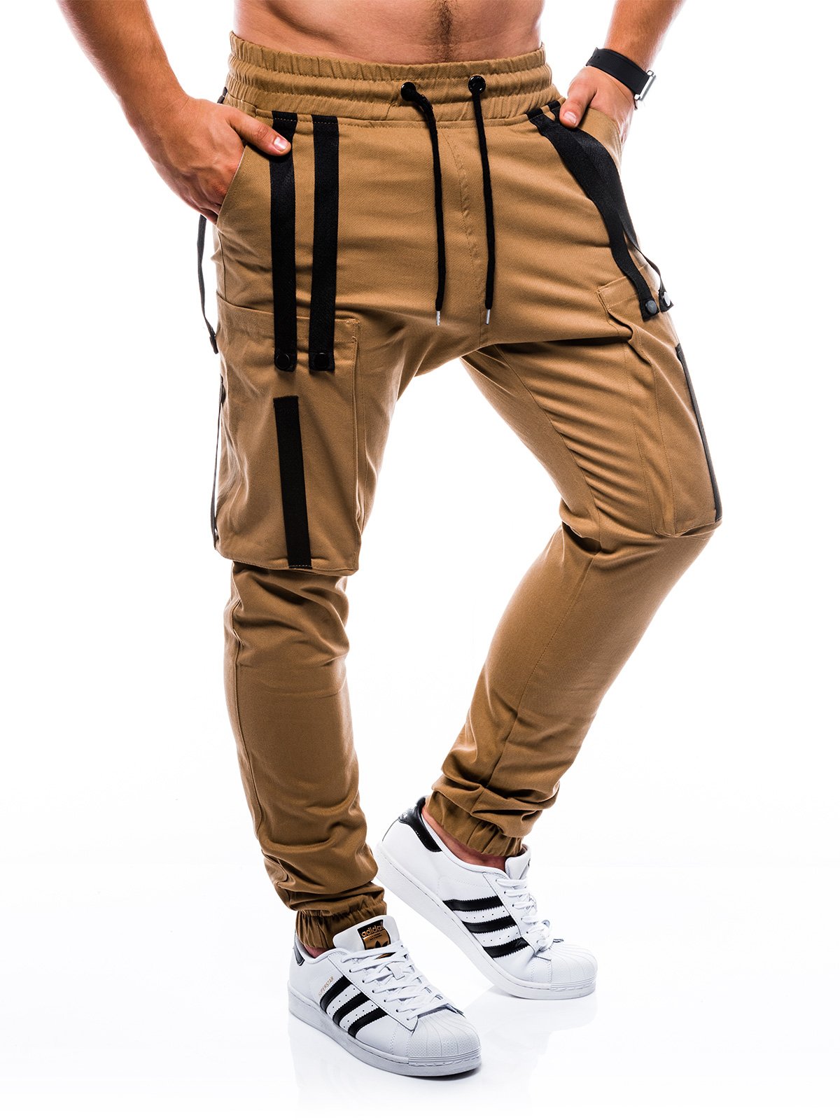 Men's pants joggers P671 - camel | MODONE wholesale - Clothing For Men