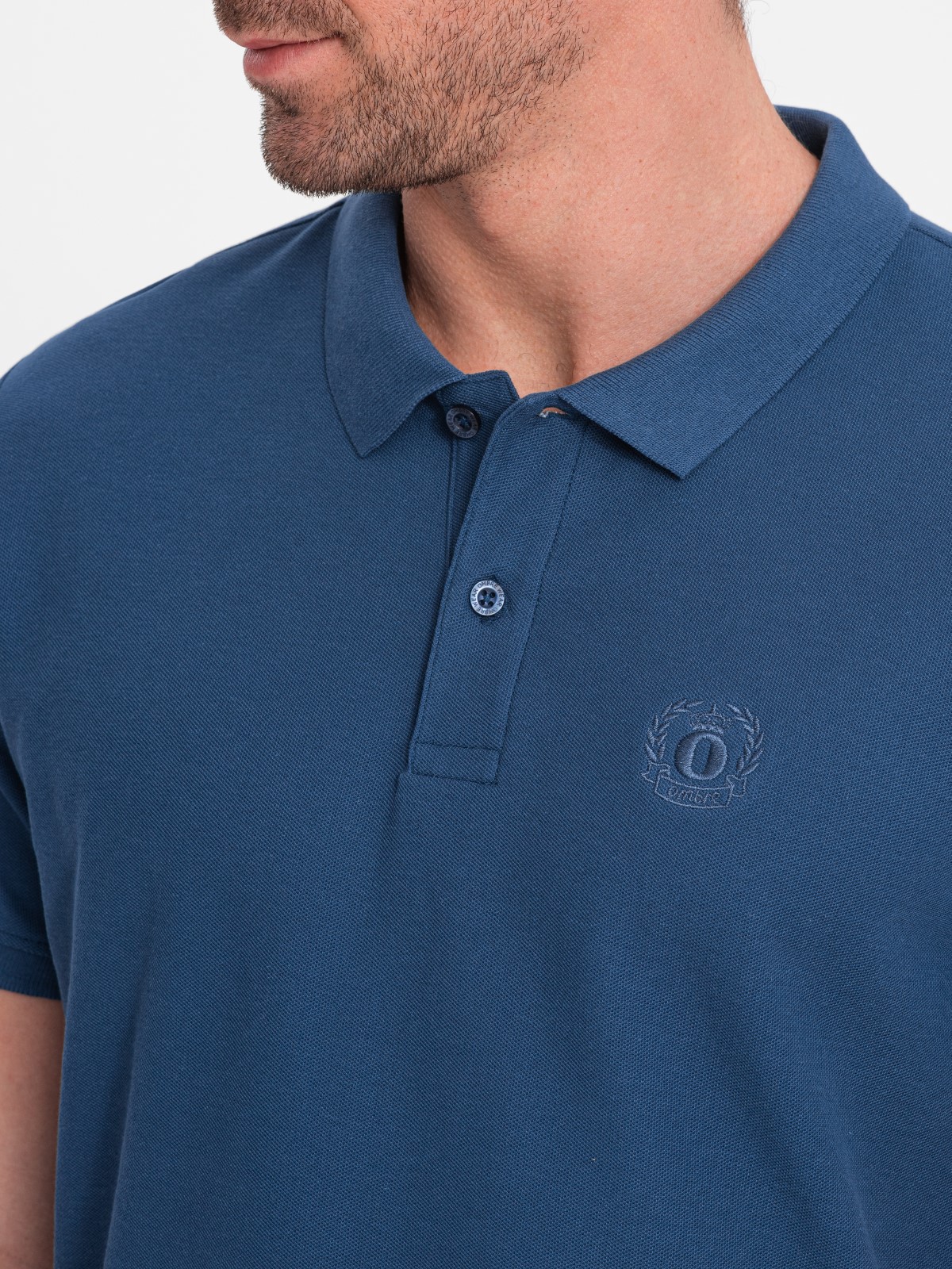 Mens Pique Knit Polo Shirt Dark Blue V13 S1374 Modone Wholesale Clothing For Men 