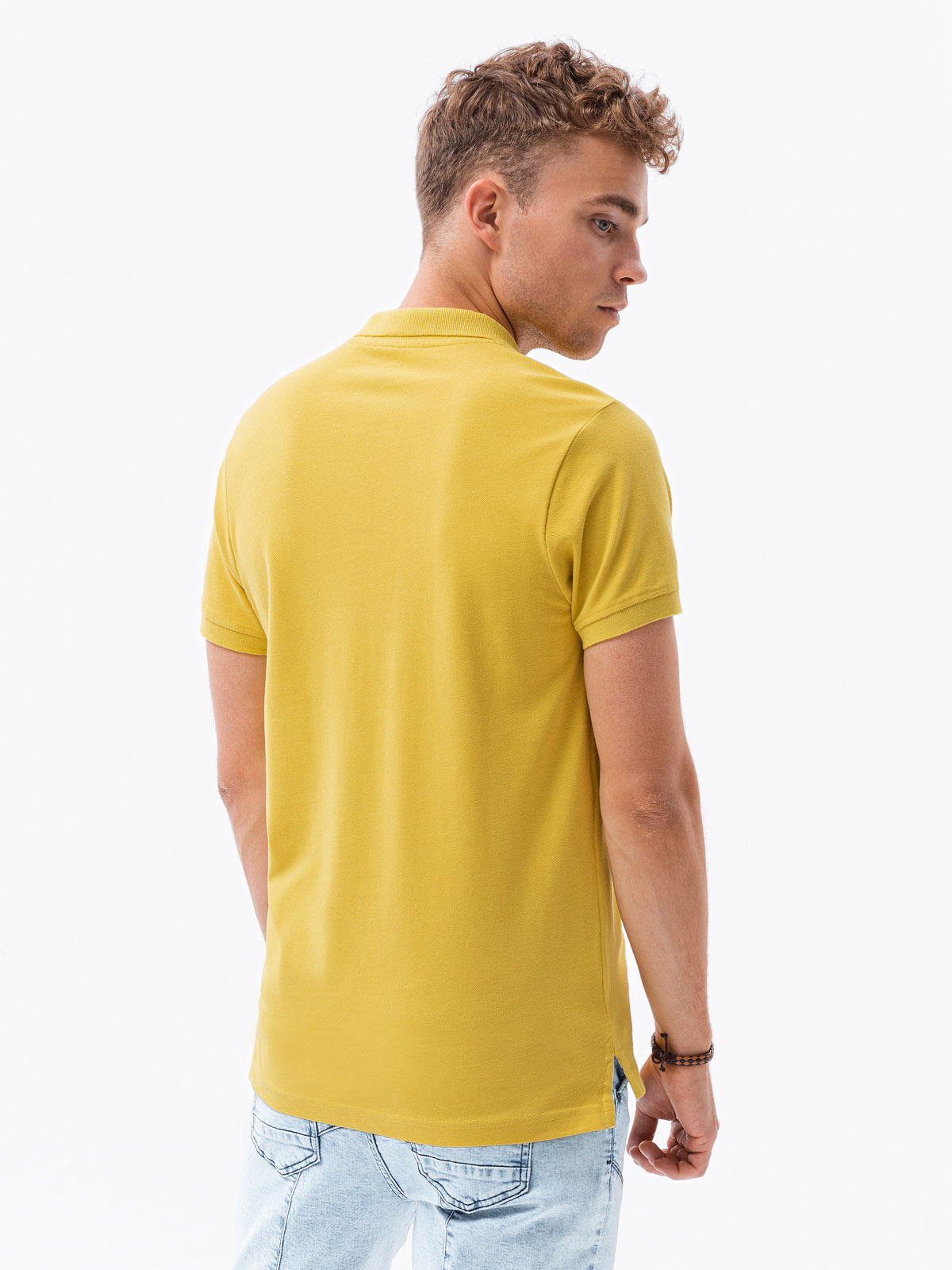 Mens Pique Knit Polo Shirt Yellow S1374 Modone Wholesale Clothing For Men 