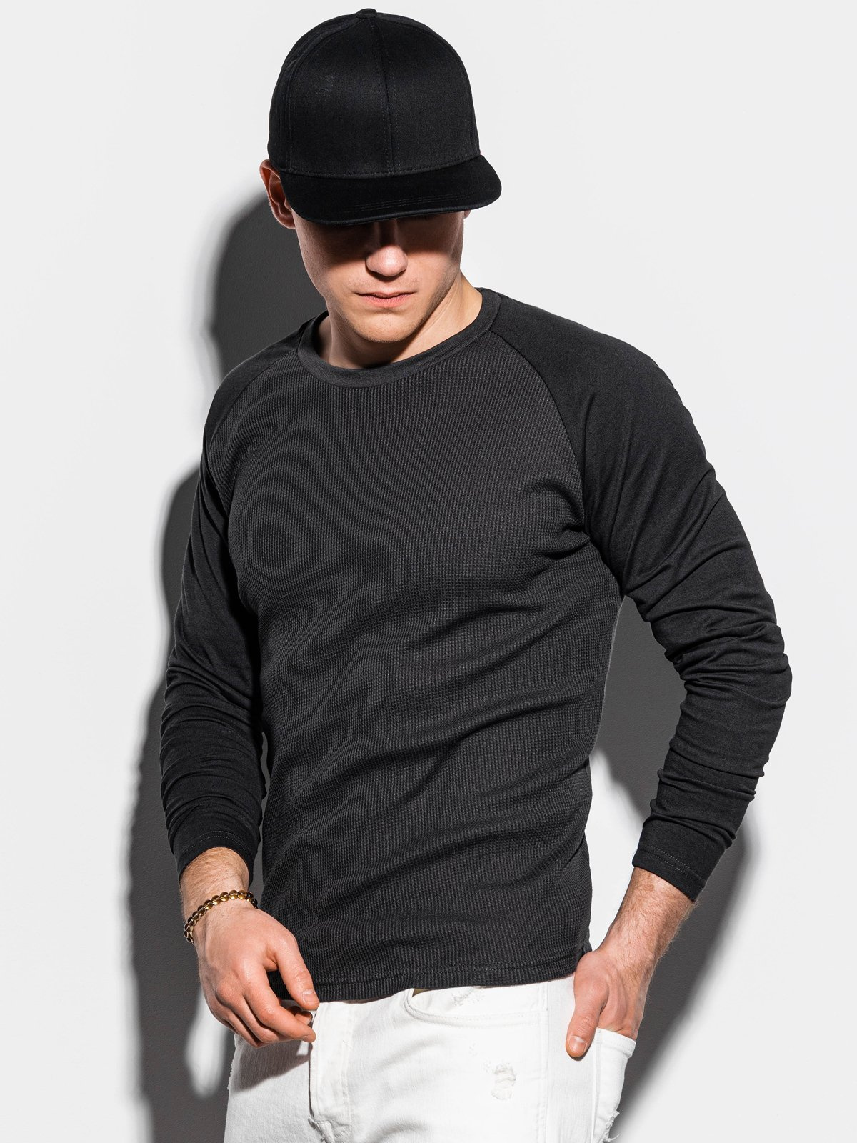 Men's plain longsleeve - black L119 | MODONE wholesale - Clothing For Men