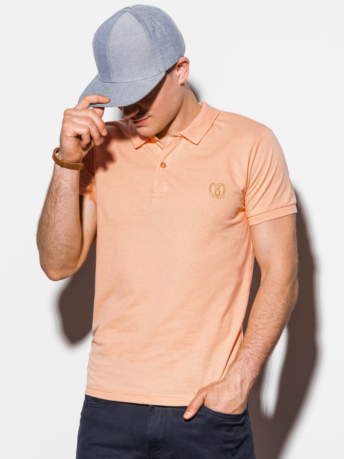Men's plain polo shirt S1048 - peach ...