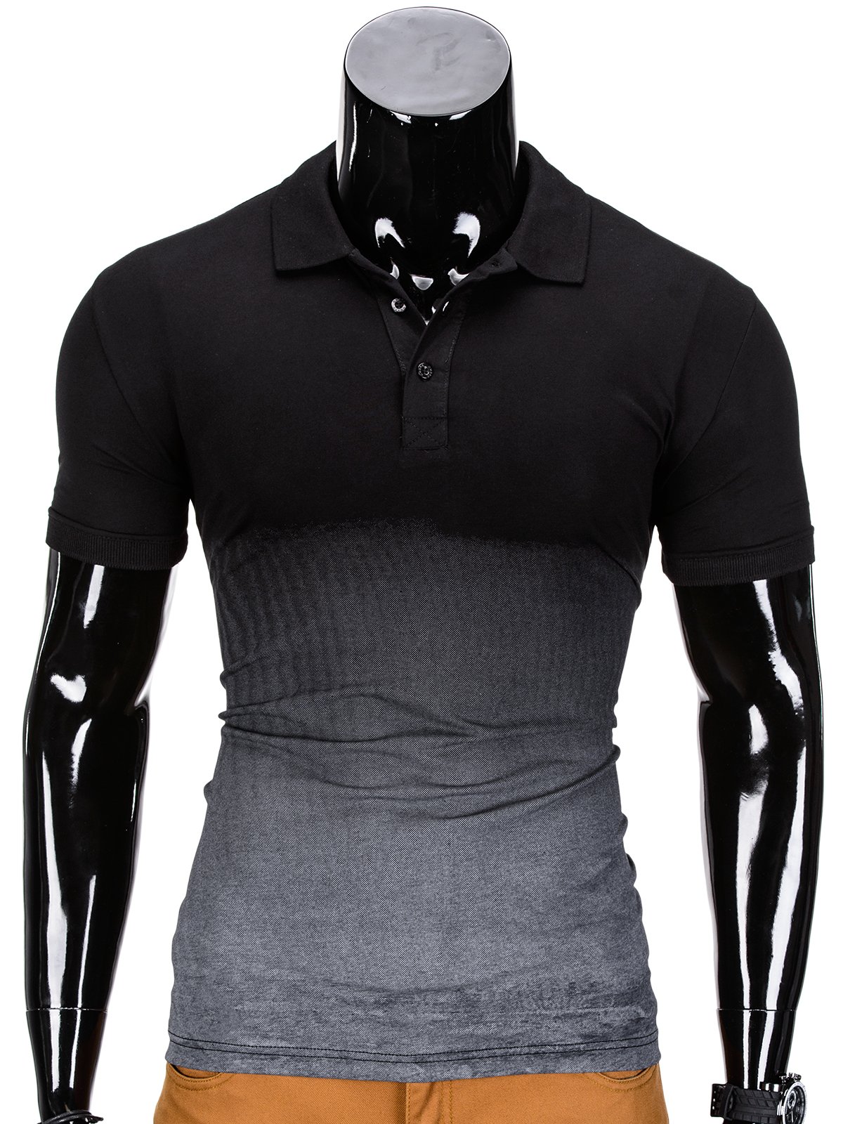 Men's plain polo shirt S834 - black/dark grey | MODONE wholesale ...