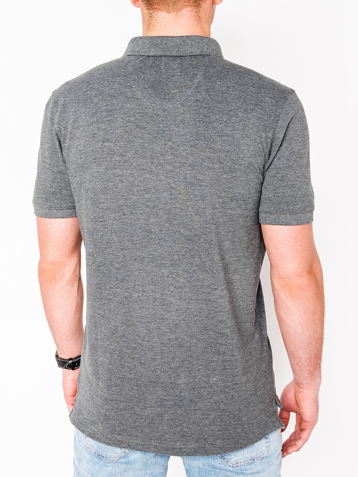 Men's plain polo shirt S837 - grey melange | MODONE wholesale ...