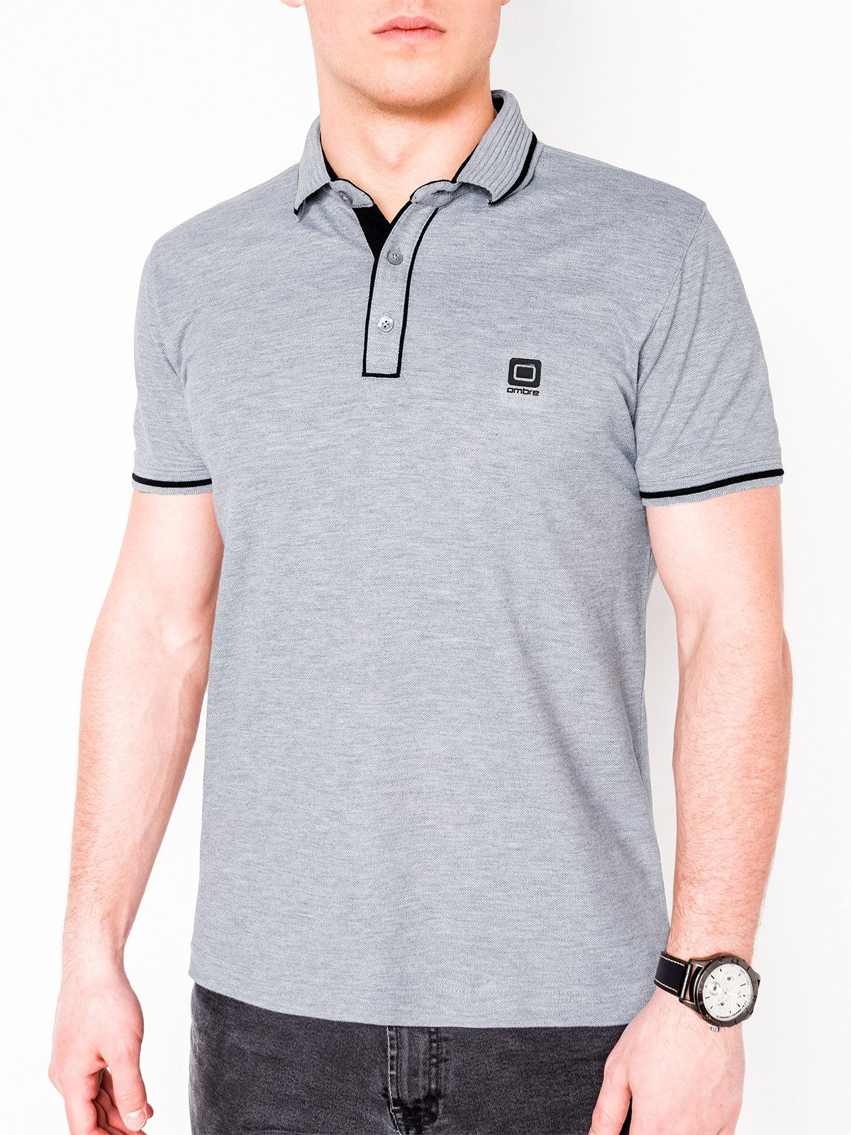 Men's plain polo shirt S920 - grey | MODONE wholesale - Clothing For Men