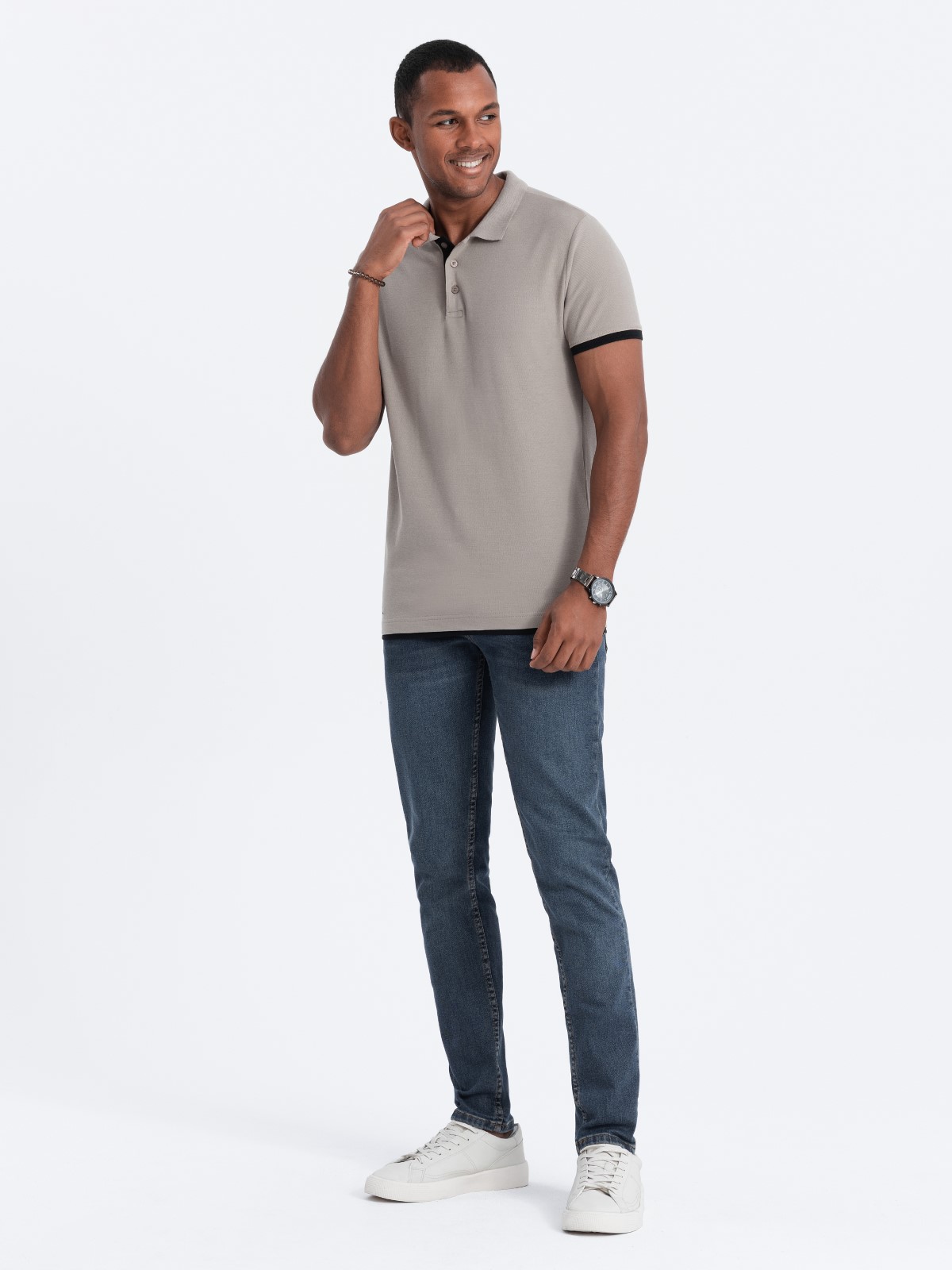 Men's plain polo shirt - light brown S1382 | MODONE wholesale - Clothing  For Men
