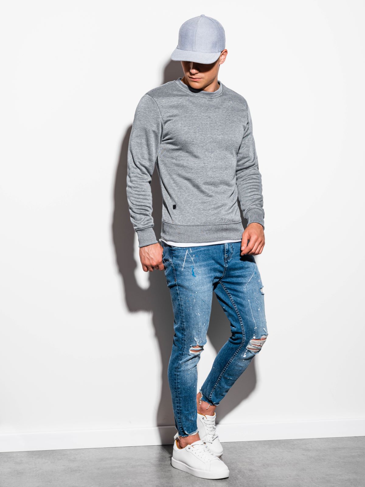 Download Men's plain sweatshirt B978 - grey melange | MODONE ...