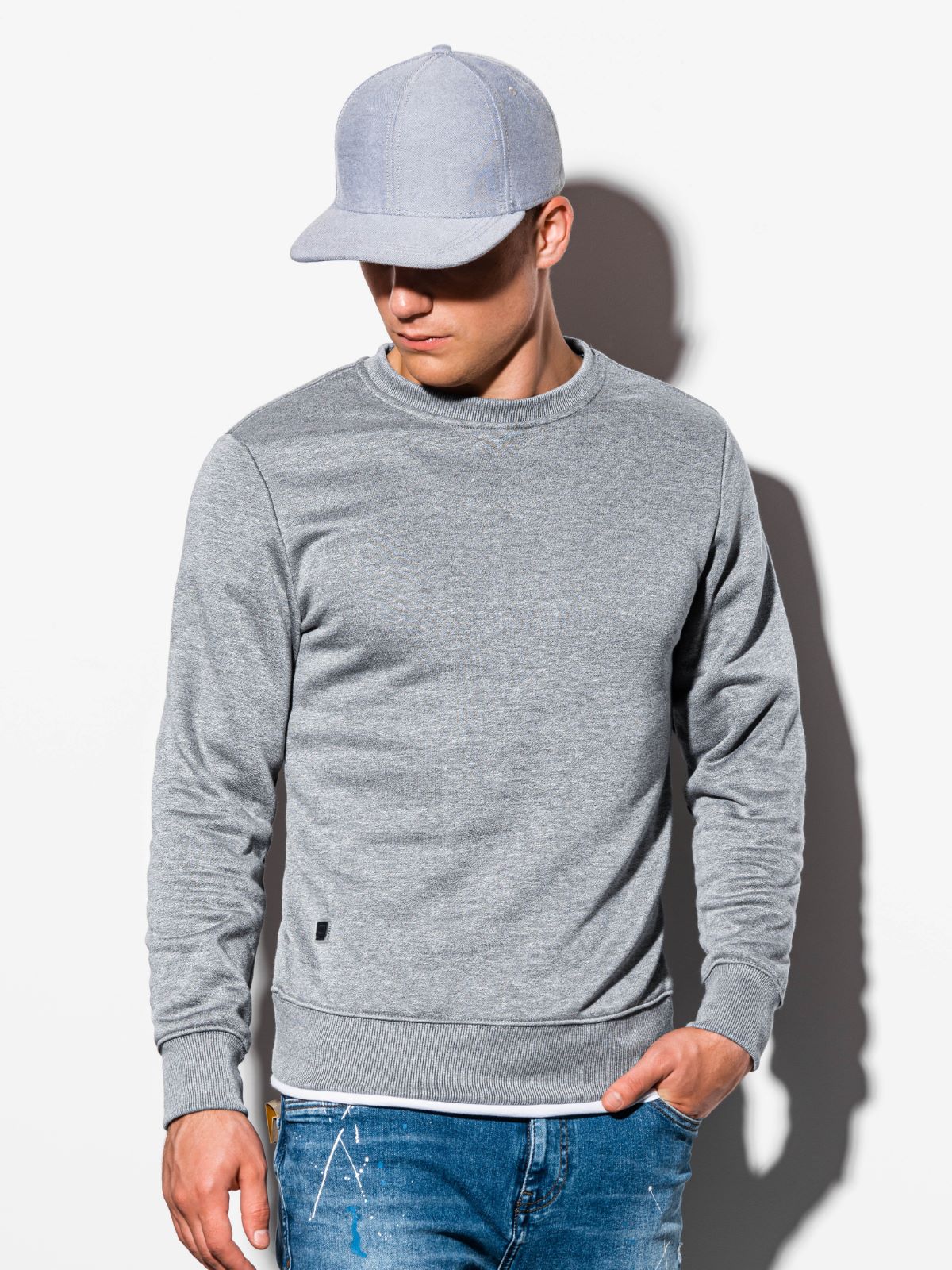 Download Men's plain sweatshirt B978 - grey melange | MODONE ...