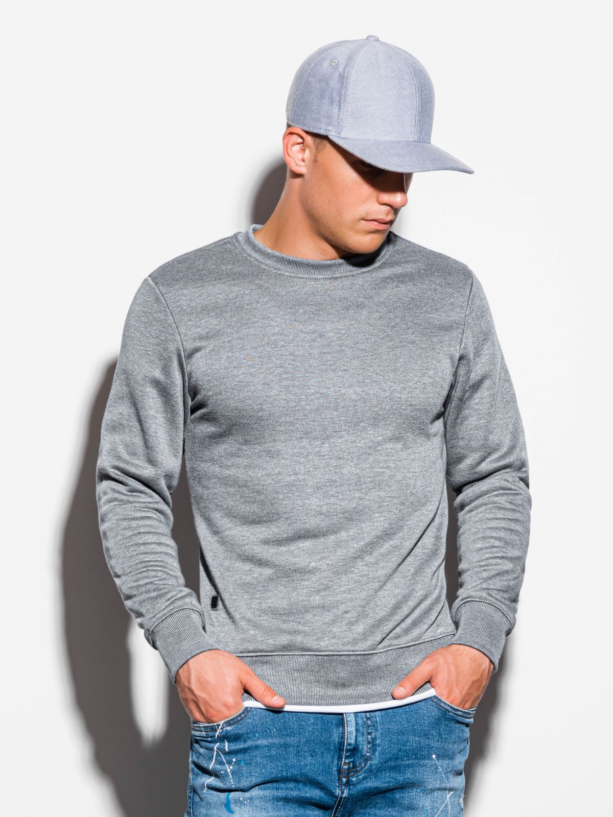 Download Men's plain sweatshirt B978 - grey melange | MODONE ...