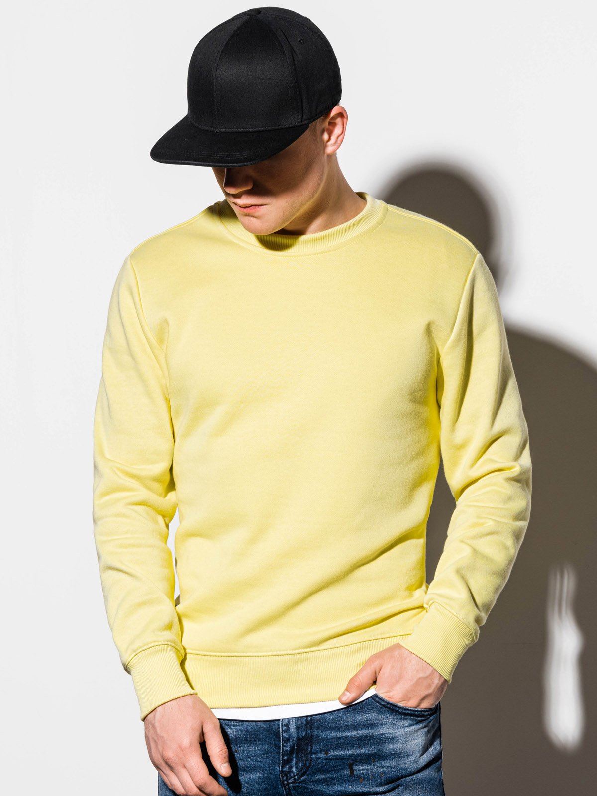 Men's plain sweatshirt - light yellow B978