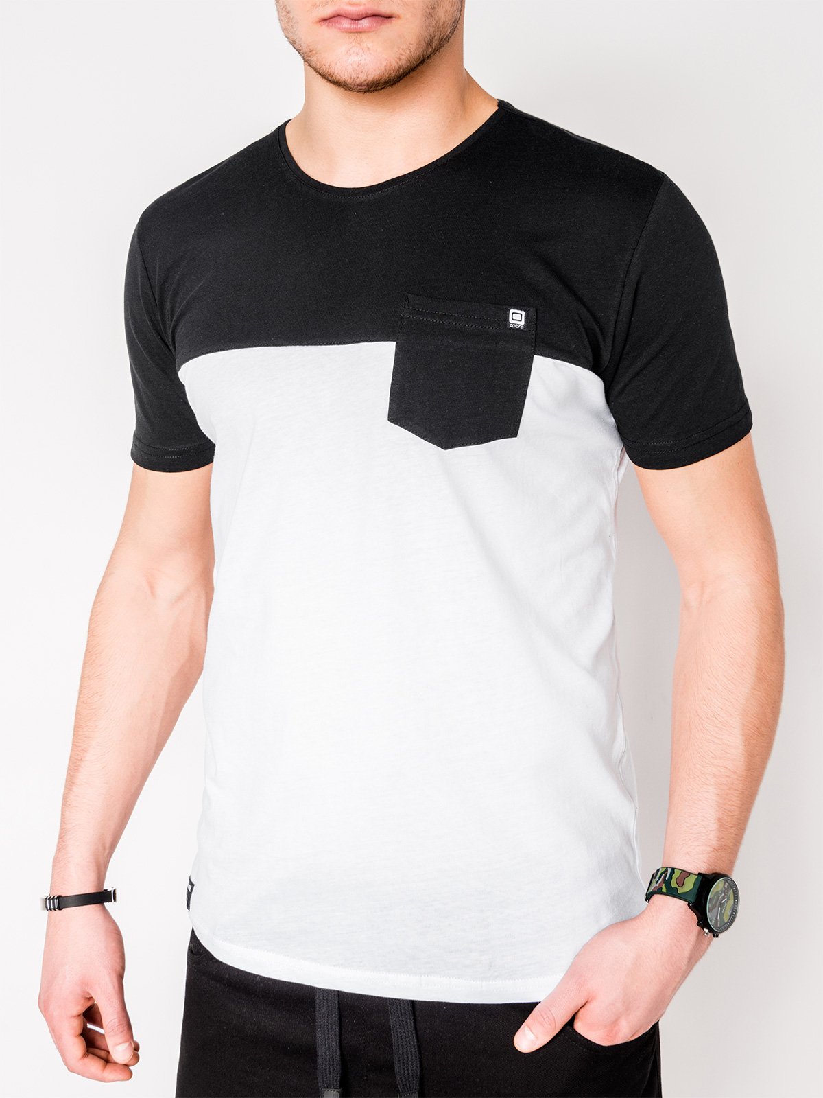 Men's plain t-shirt S1014 - black/white | MODONE wholesale - Clothing ...