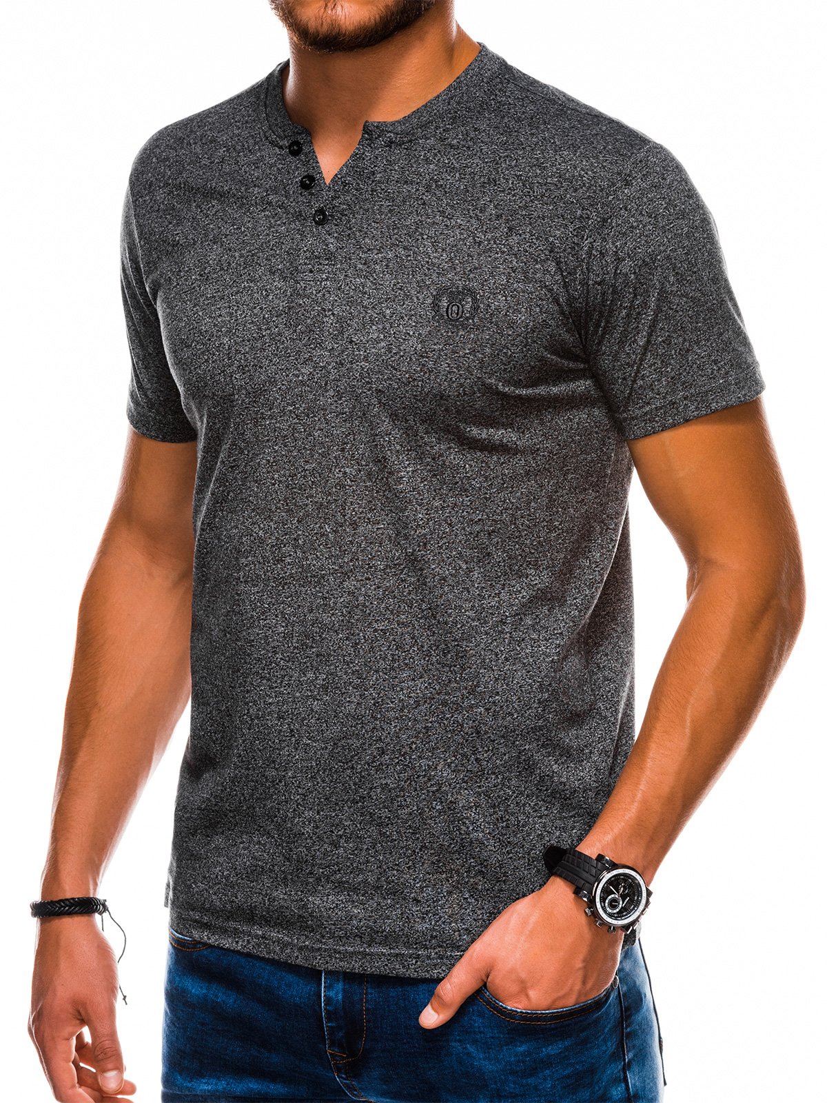 Men's plain t-shirt S1047 - black | MODONE wholesale - Clothing For Men