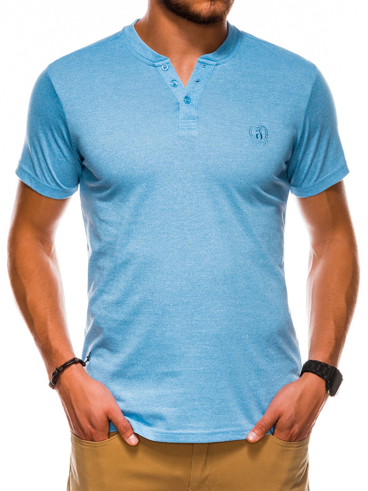 Men's plain t-shirt S1047 - light blue | MODONE wholesale - Clothing ...