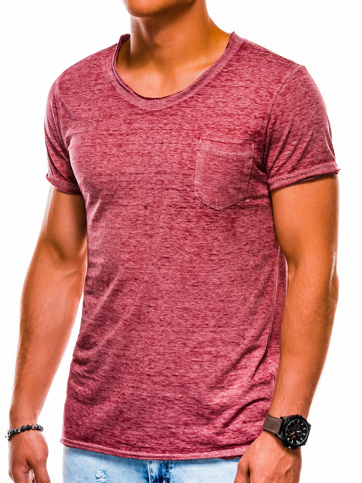 Men's plain t-shirt S1051 - dark red | MODONE wholesale - Clothing For Men