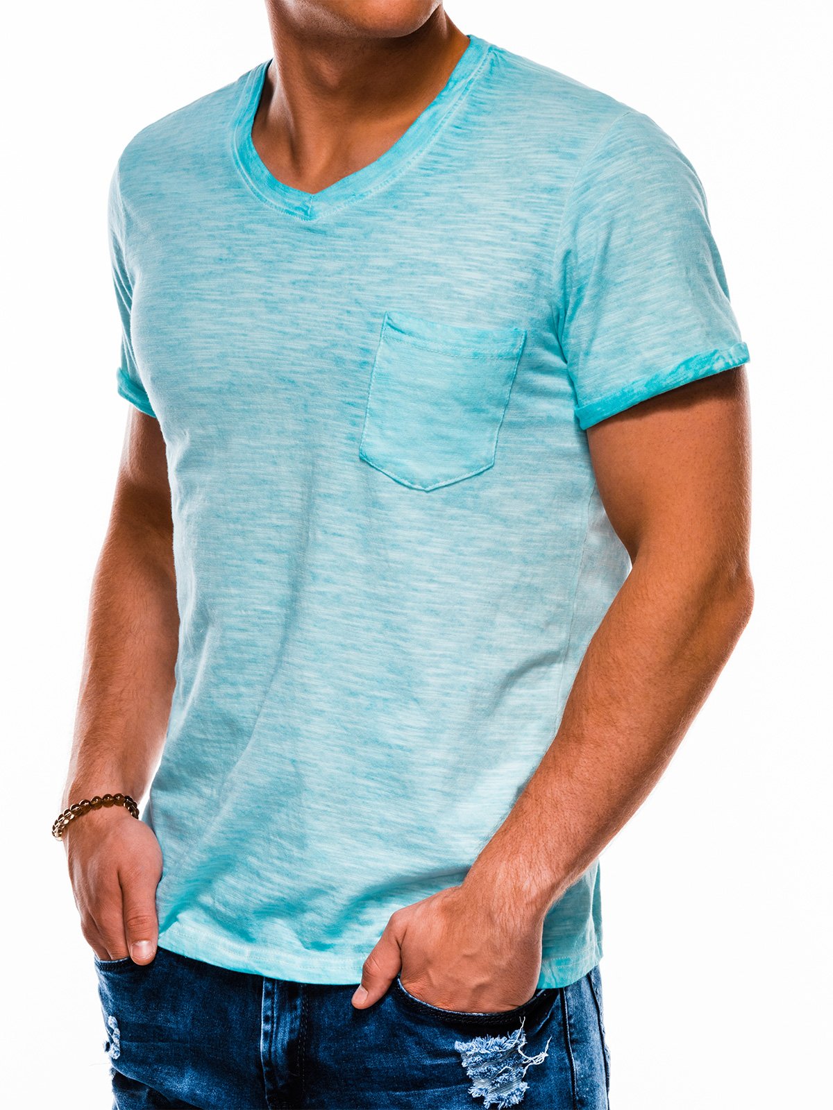 Men's plain t-shirt S1053 - light blue | MODONE wholesale - Clothing ...