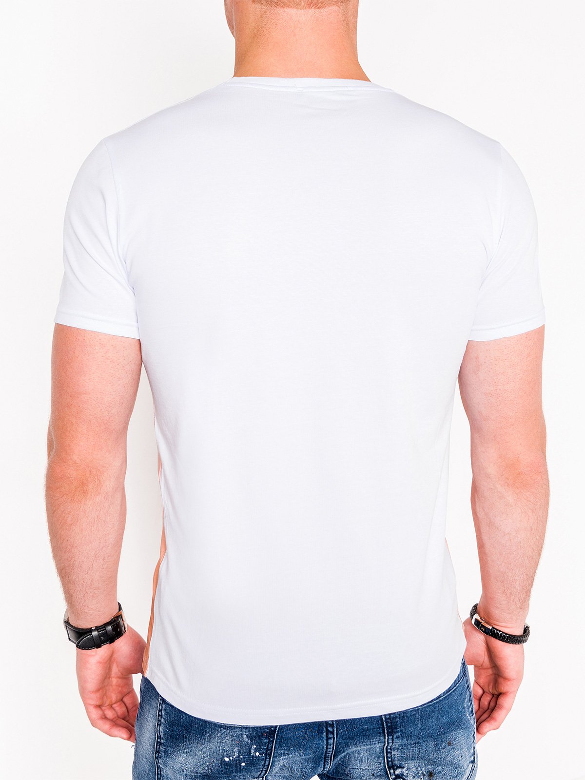 Men's plain t-shirt S427 - white/orange | MODONE wholesale - Clothing ...