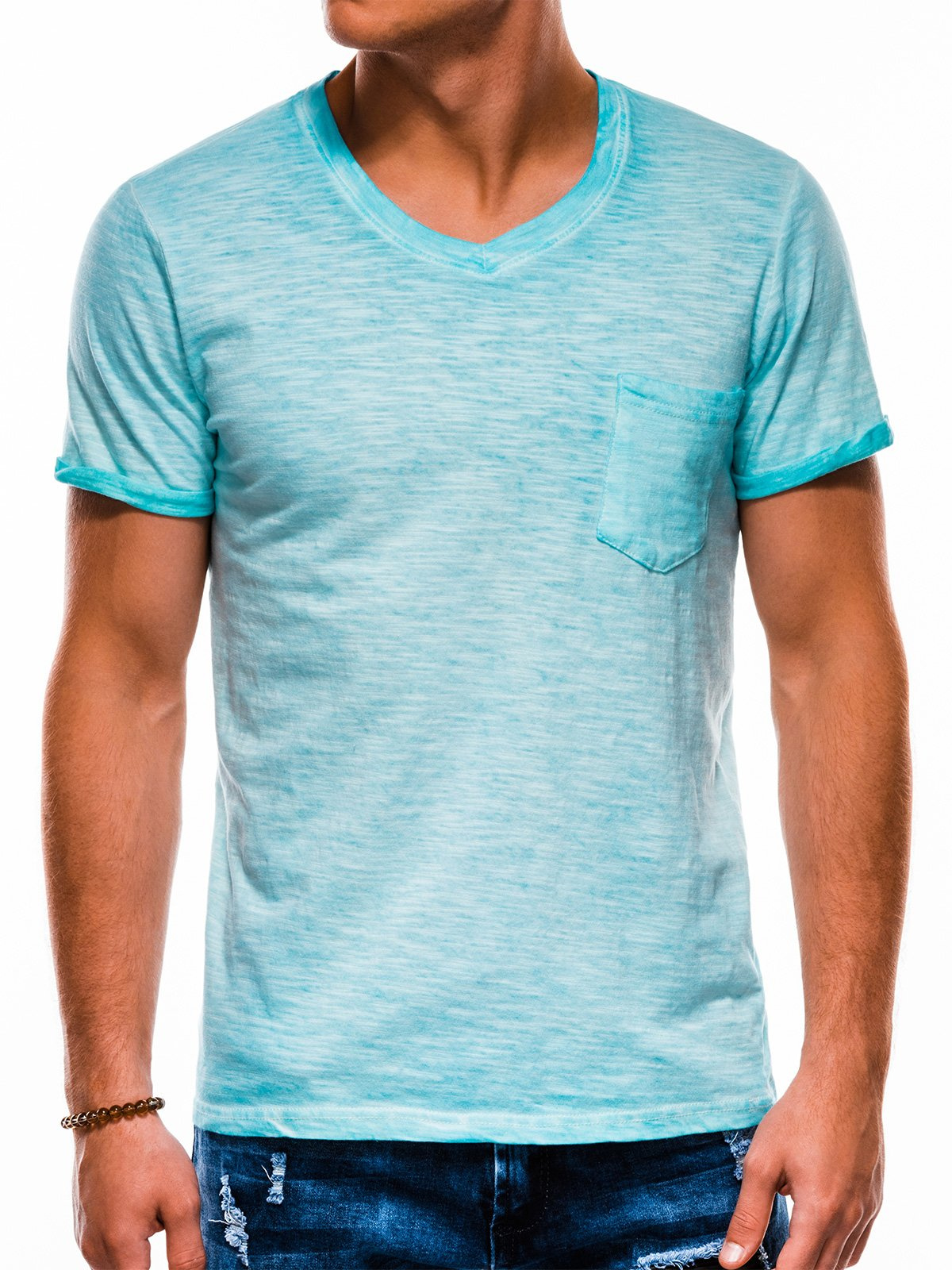 Mens Plain T Shirt Light Blue S1053 Modone Wholesale Clothing