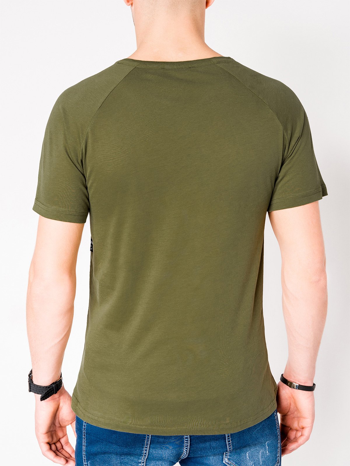 Men's plain t-shirt with zipper S1011 - khaki | MODONE wholesale ...